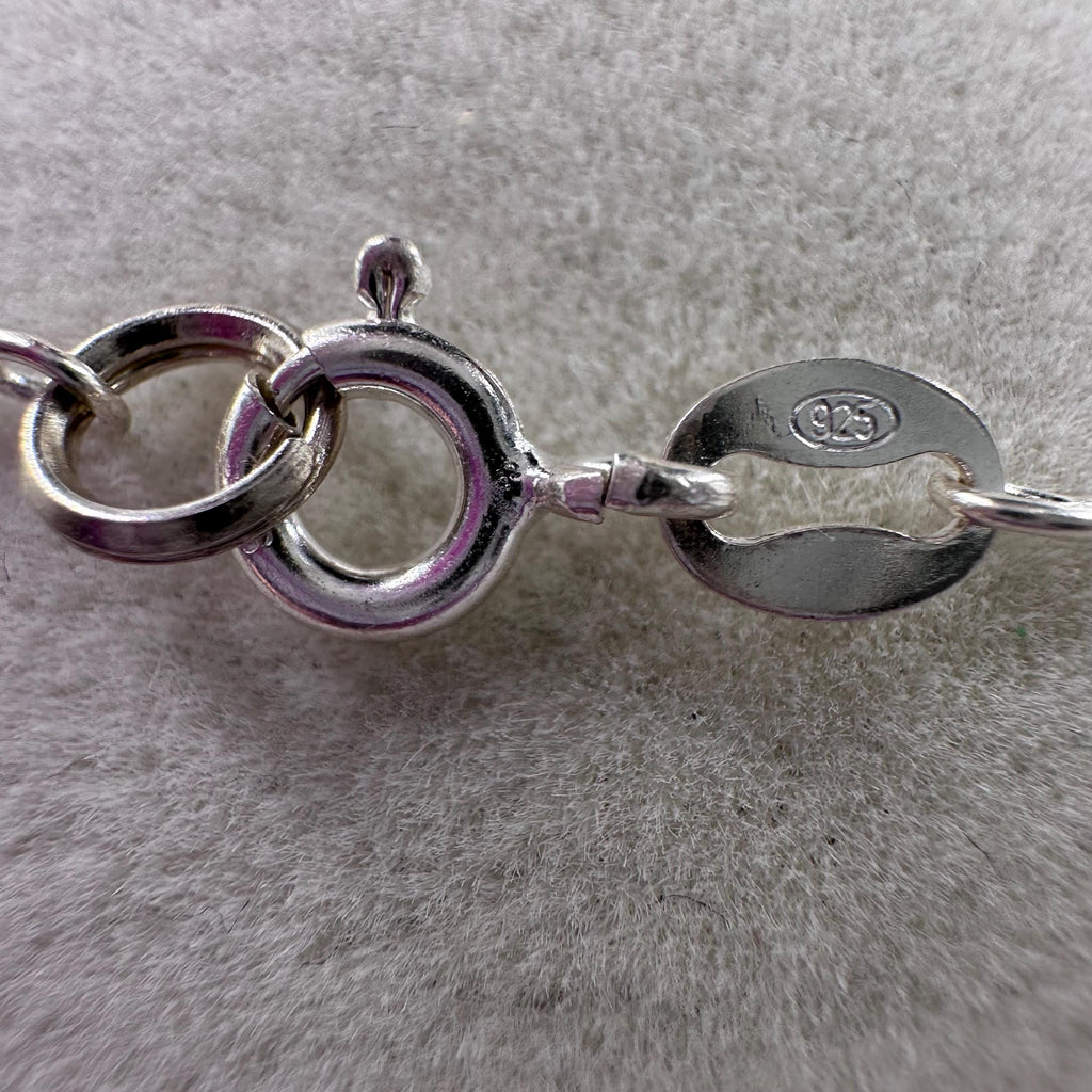 Vintage Sterling Silver Initial K with Birthstone Light Green 18 inches