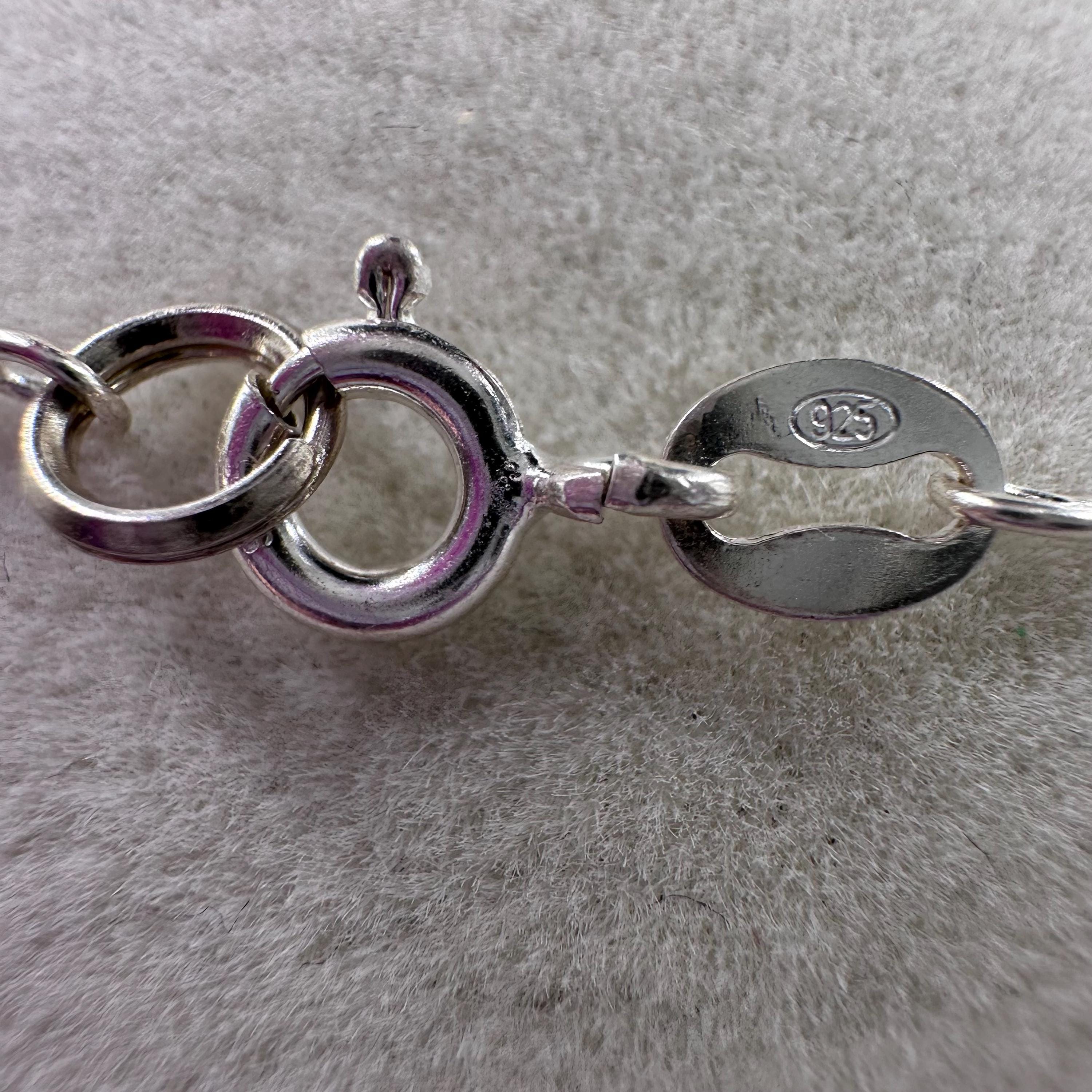 Vintage Sterling Silver Initial K with Birthstone Light Green 18 inches