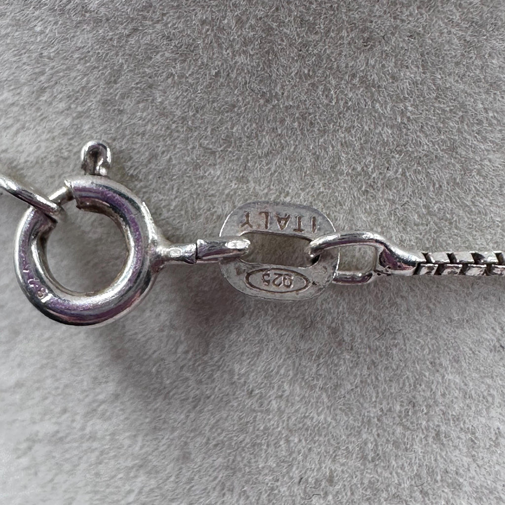 Vintage Sterling Silver Turquoise Teardrop Pendant Necklace Native American Style 19.5 inches