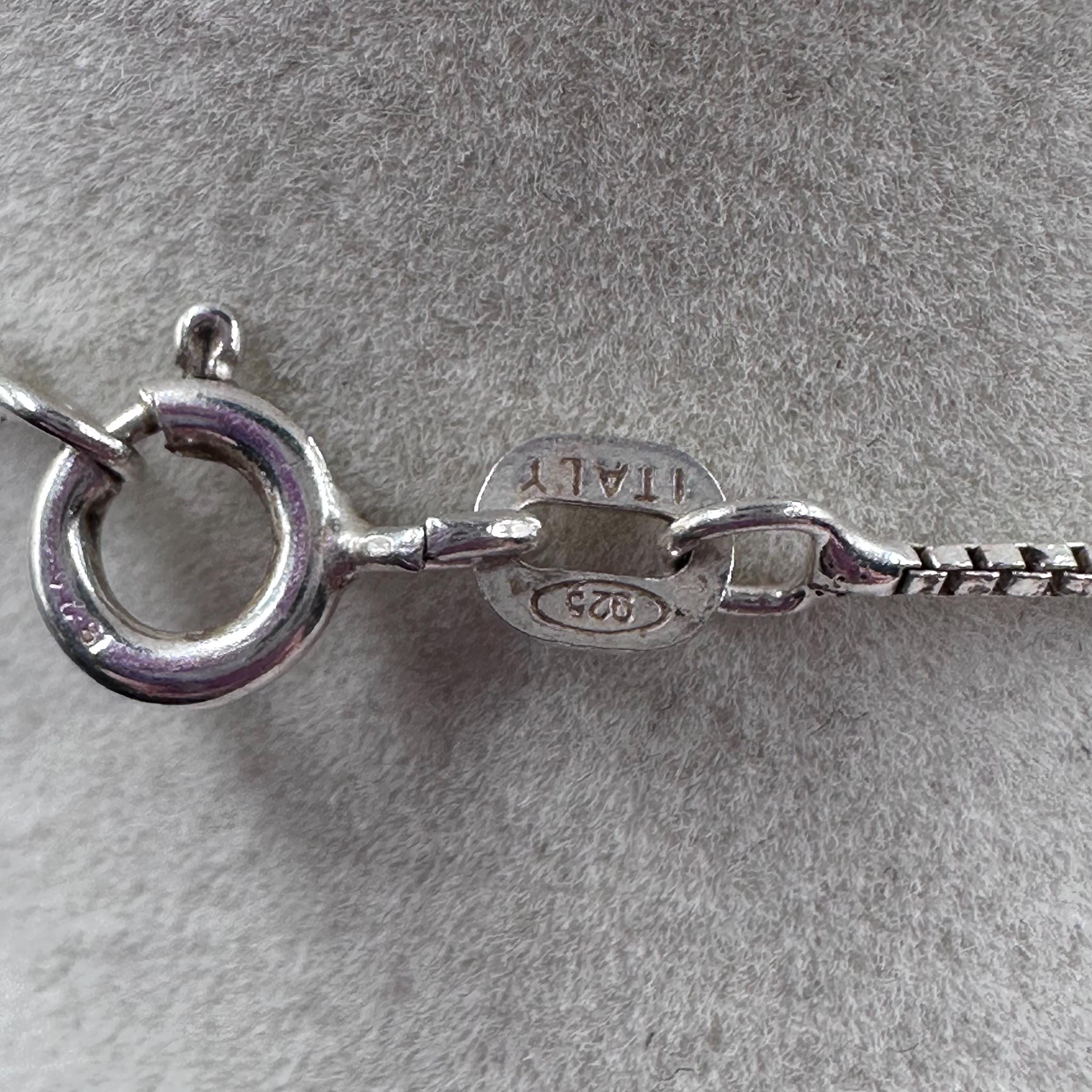 Vintage Sterling Silver Turquoise Teardrop Pendant Necklace Native American Style 19.5 inches