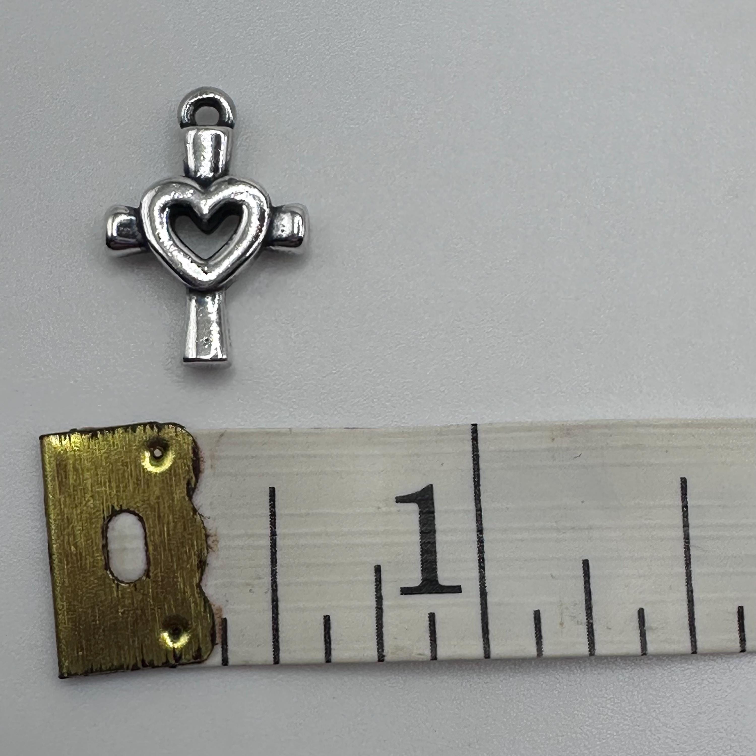 James Avery 925 Sterling Silver Cross with Heart Charm Pendant