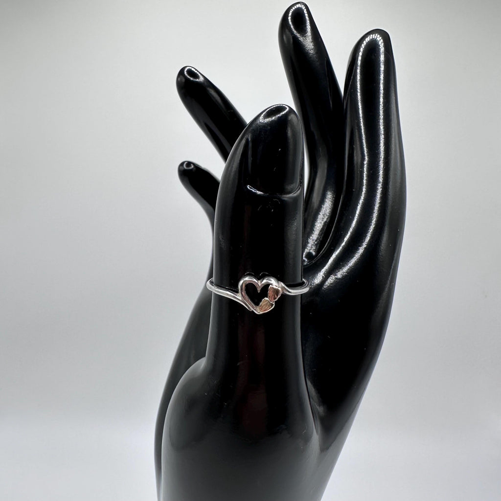 Sterling Silver and 12k Gold Heart Ring with Leaves Black Hills Gold Size 6.5