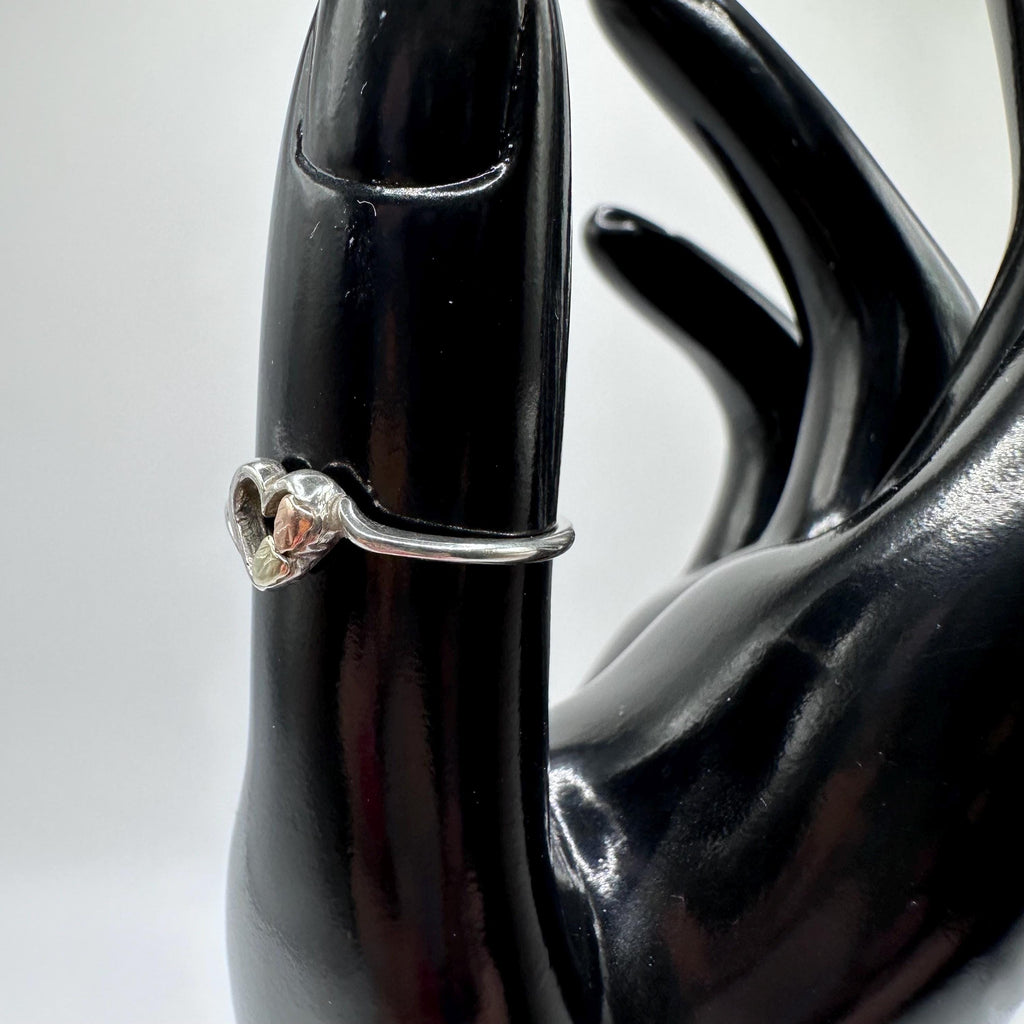 Sterling Silver and 12k Gold Heart Ring with Leaves Black Hills Gold Size 6.5