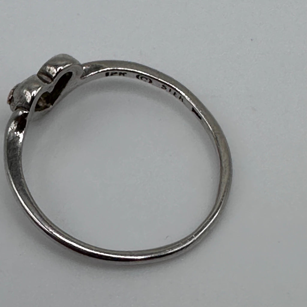 Sterling Silver and 12k Gold Heart Ring with Leaves Black Hills Gold Size 6.5