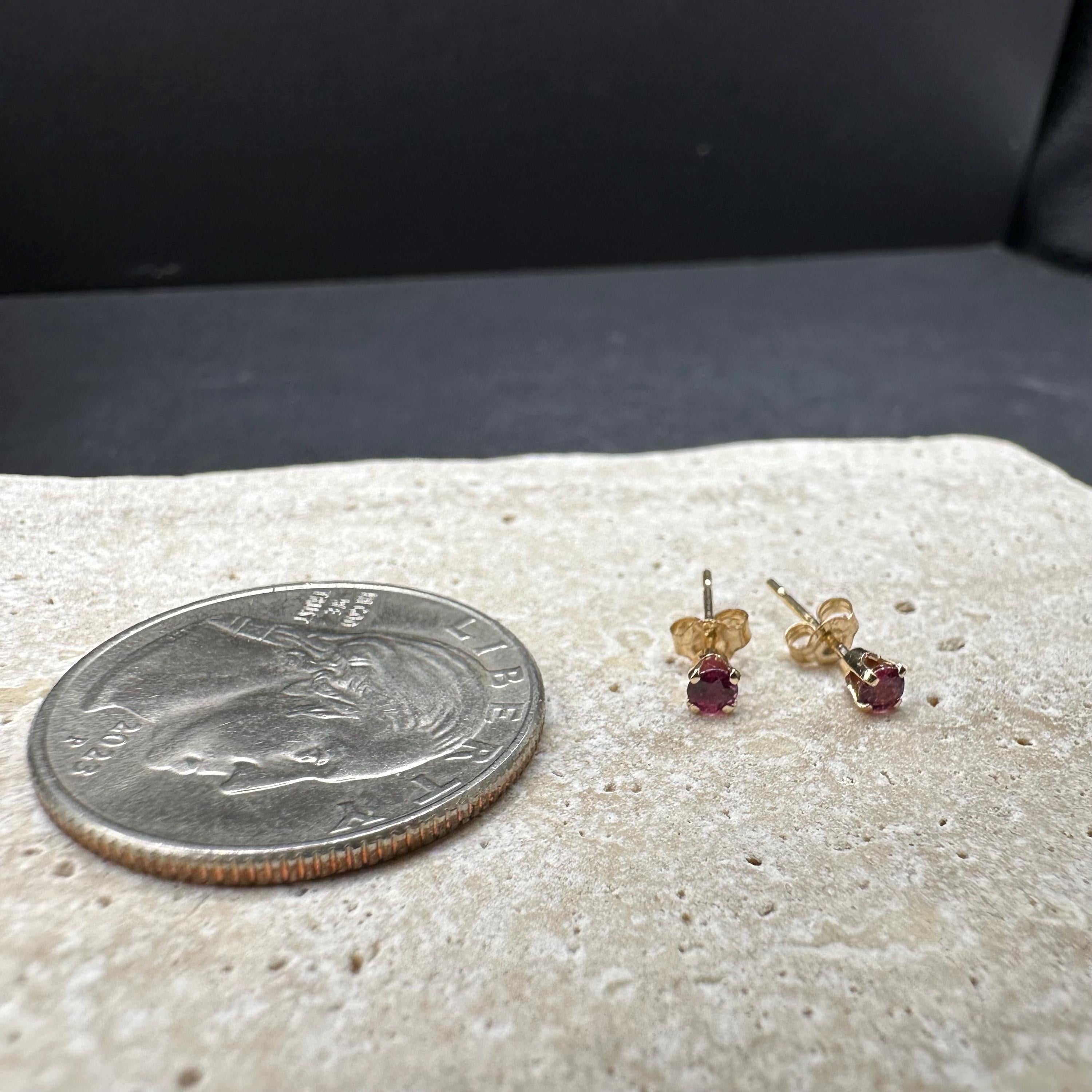 14K Solid Gold Stud Earrings with Pink Topaz