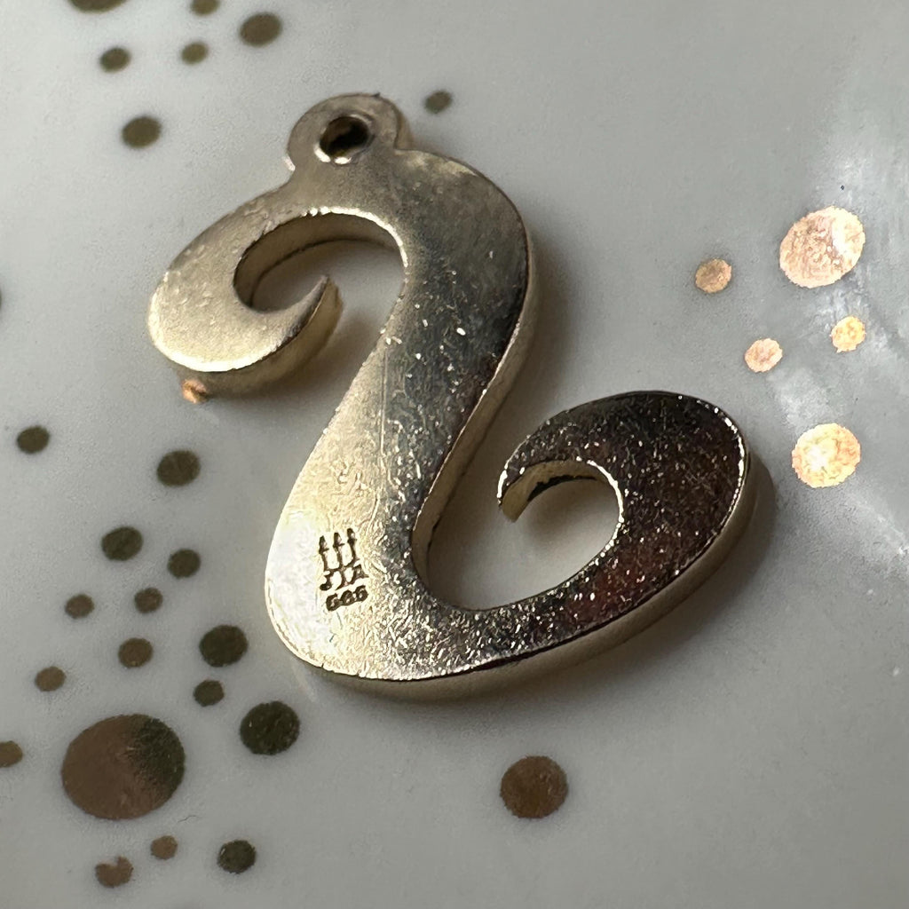 Retired James Avery Solid 14K Yellow Gold LARGE Letter "S" Initial Charm Pendant