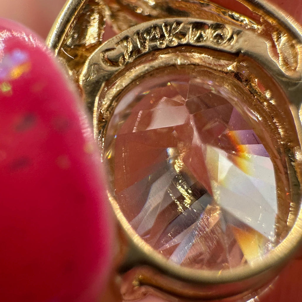 Solid 14K Yellow Gold Necklace Pendant with Cubic Zirconia