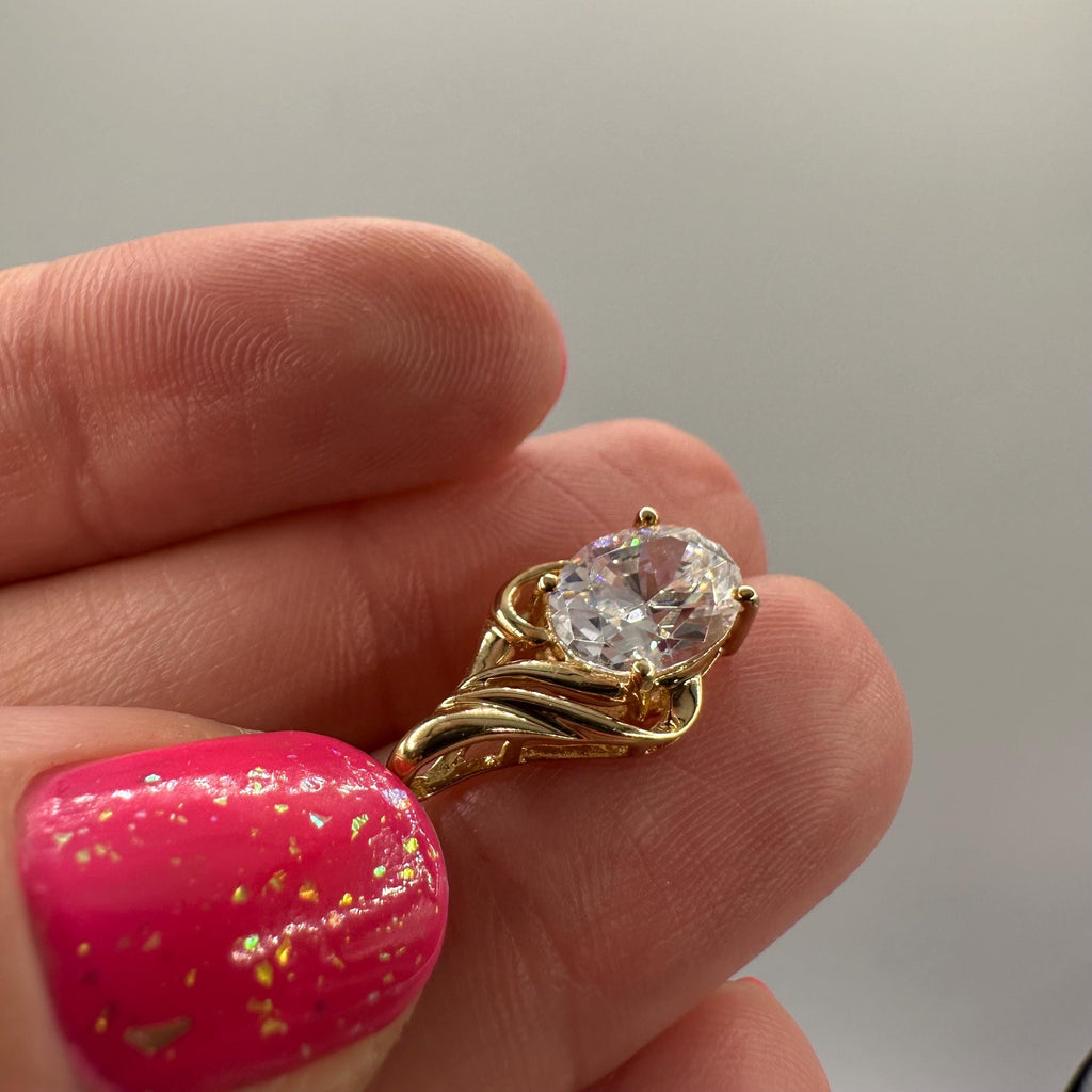 Solid 14K Yellow Gold Necklace Pendant with Cubic Zirconia