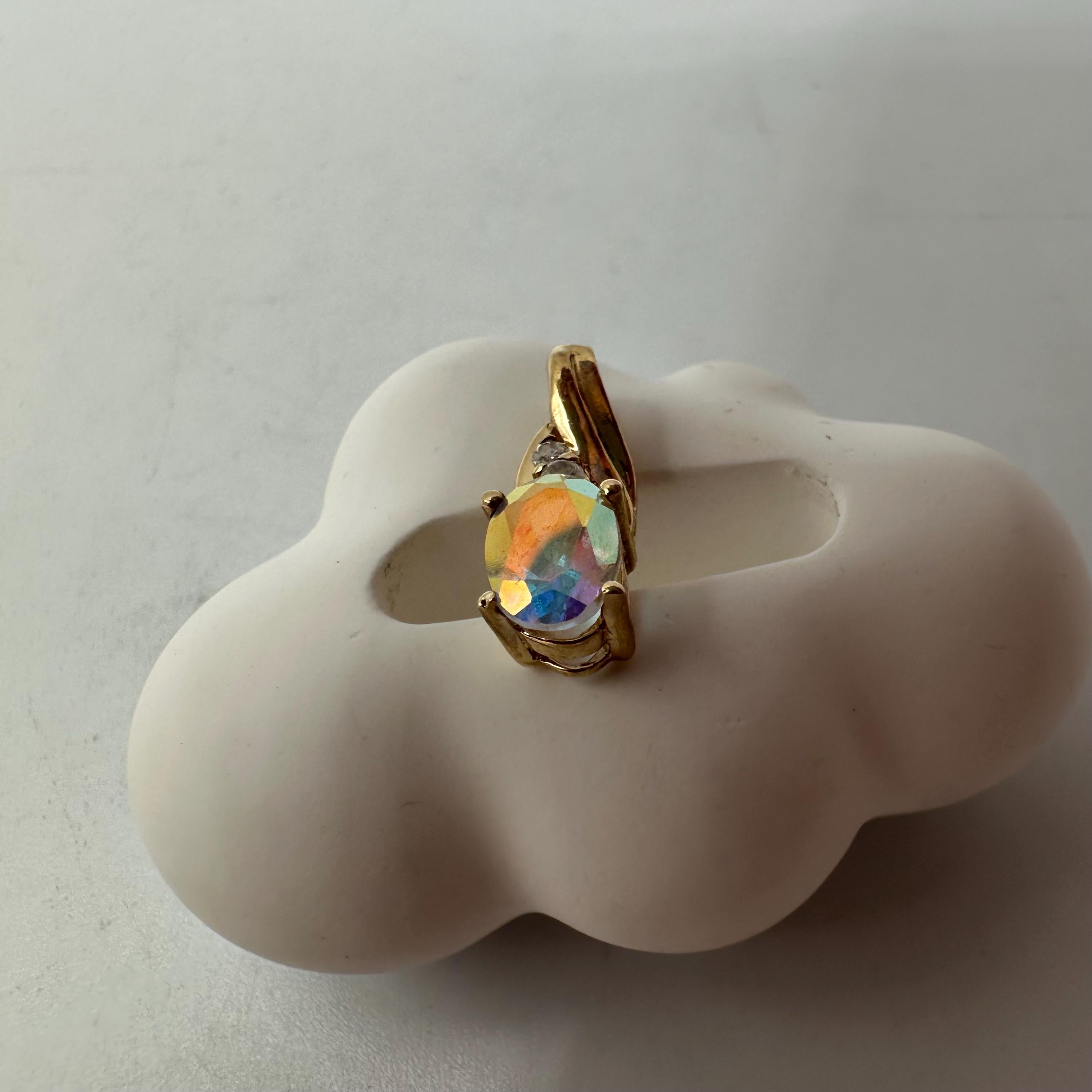 Griffith Solid 10K Yellow Gold Necklace Pendant with Mystic Topaz