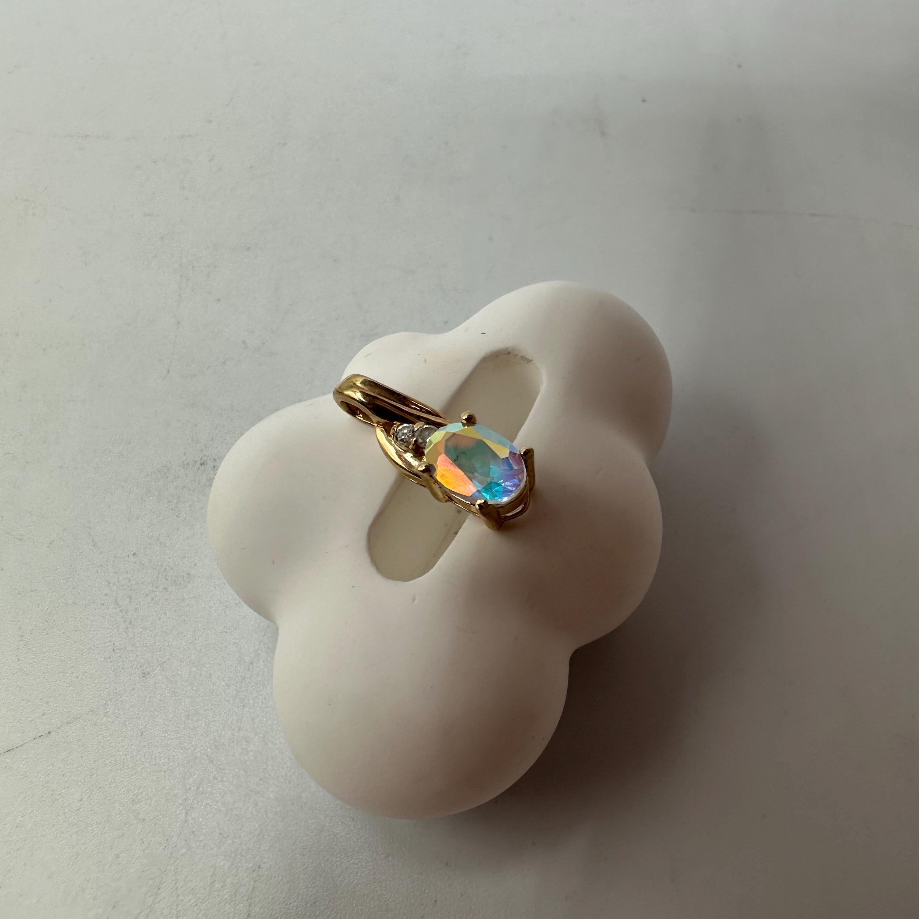 Griffith Solid 10K Yellow Gold Necklace Pendant with Mystic Topaz