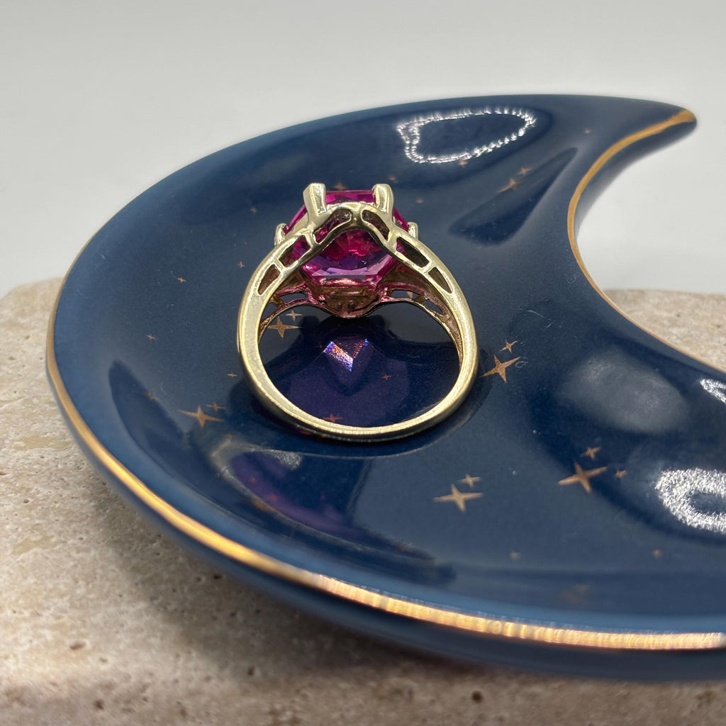18K Gold Vermeil Over 925 Sterling Silver Pink Sapphire Ring Size 10