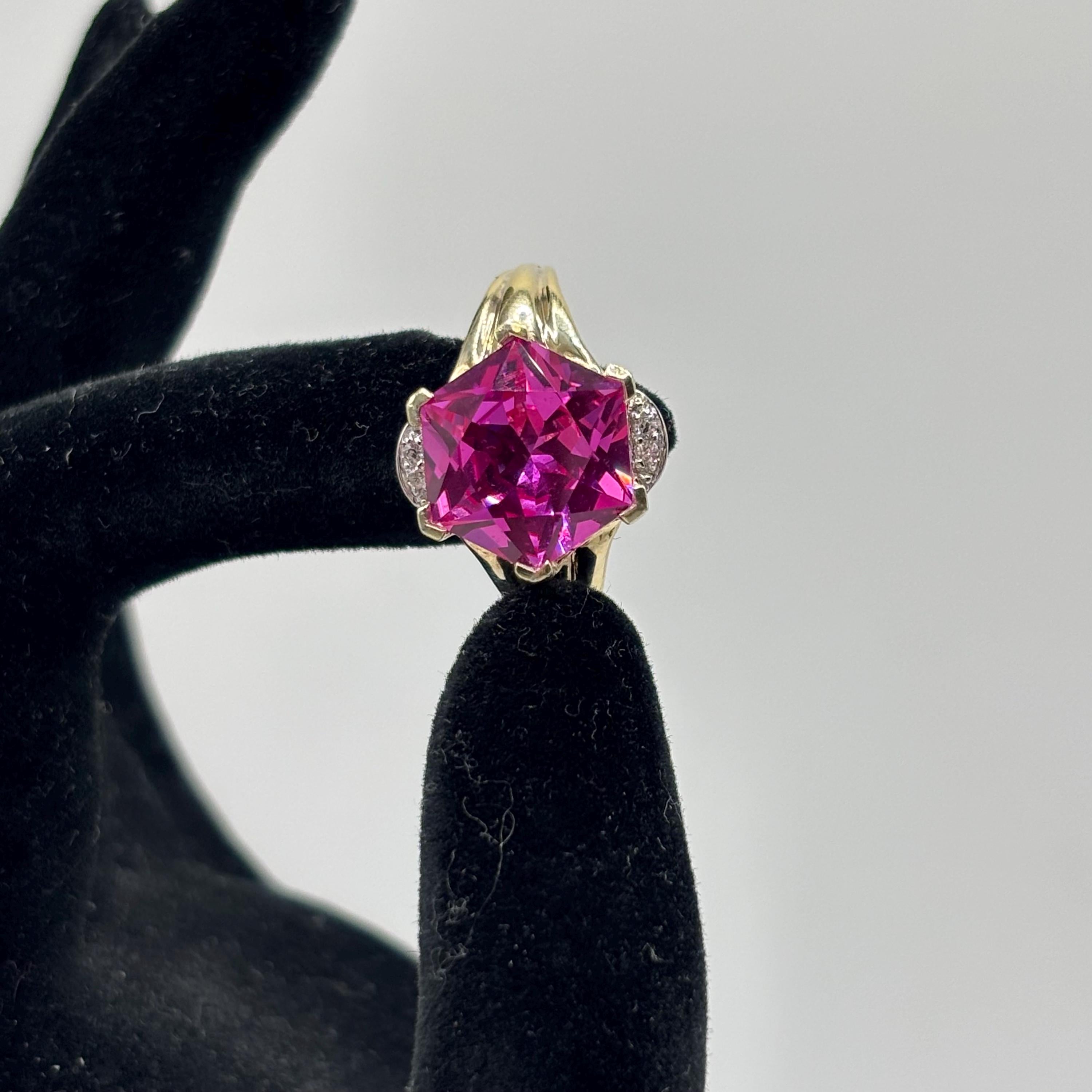 18K Gold Vermeil Over 925 Sterling Silver Pink Sapphire Ring Size 10