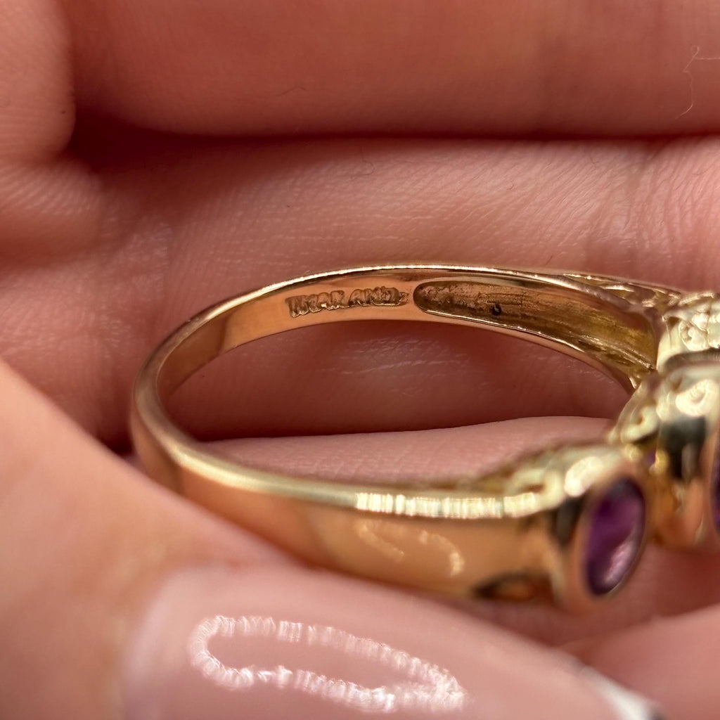Gold Vermeil Over 925 Sterling Silver Amethyst Ring Size 9.75