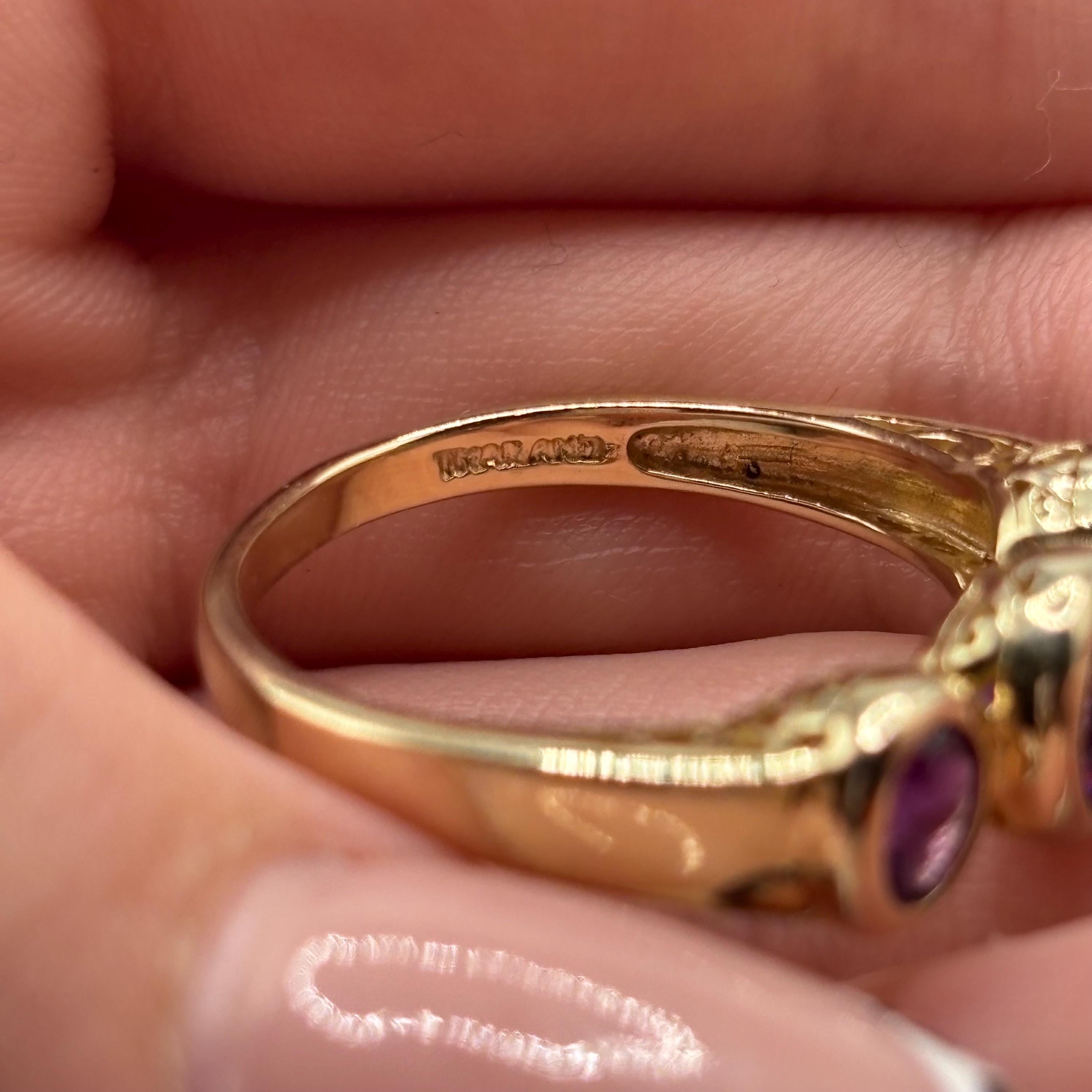 Gold Vermeil Over 925 Sterling Silver Amethyst Ring Size 9.75