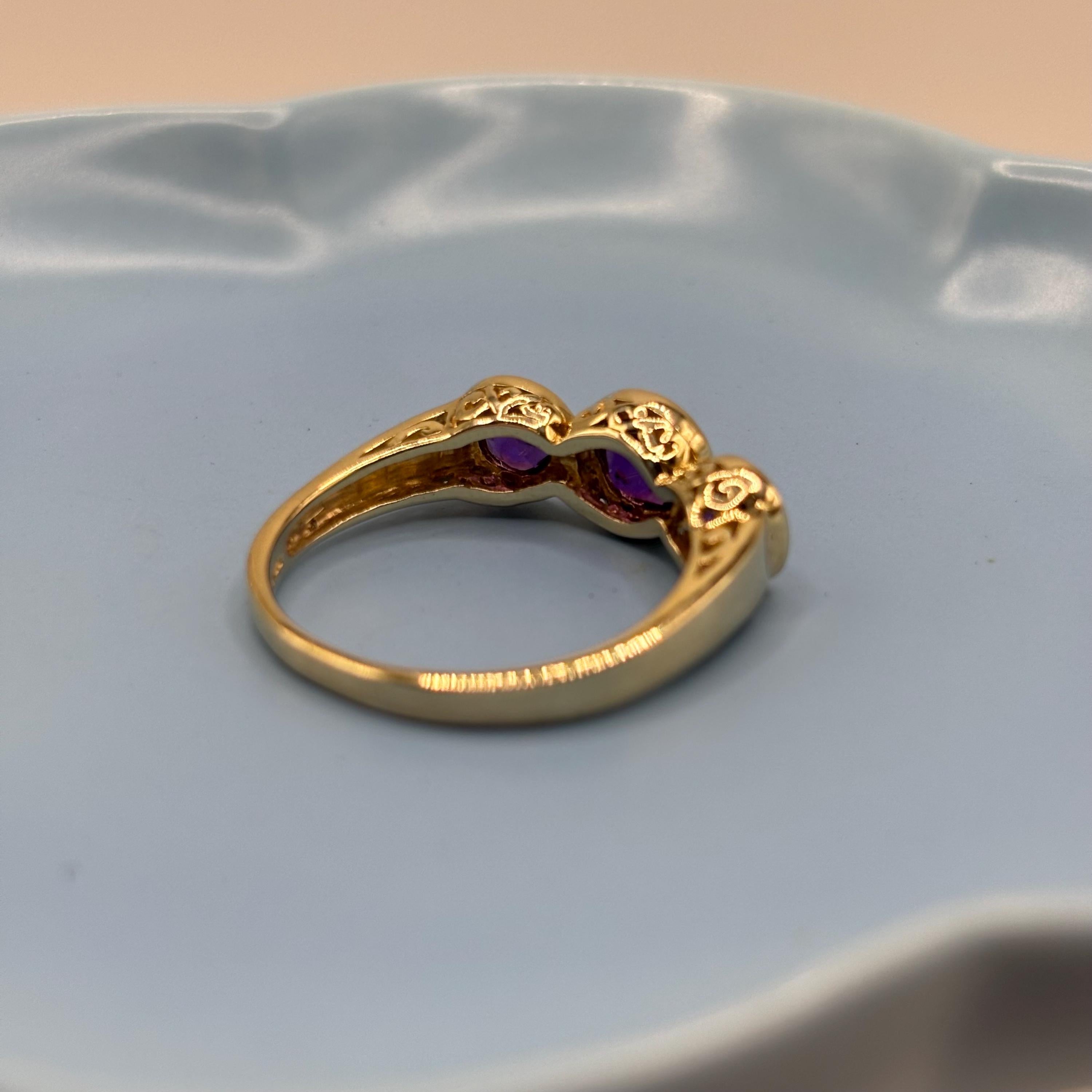 Gold Vermeil Over 925 Sterling Silver Amethyst Ring Size 9.75