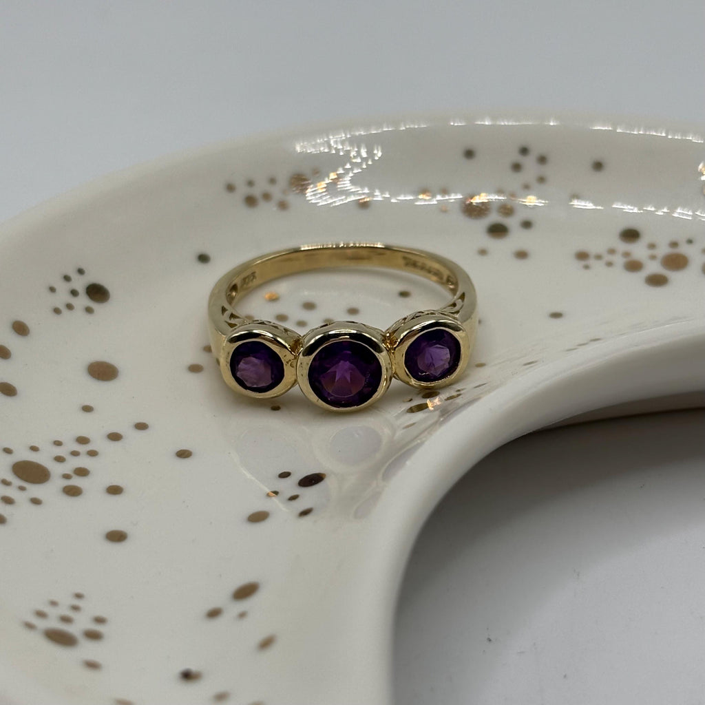 Gold Vermeil Over 925 Sterling Silver Amethyst Ring Size 9.75