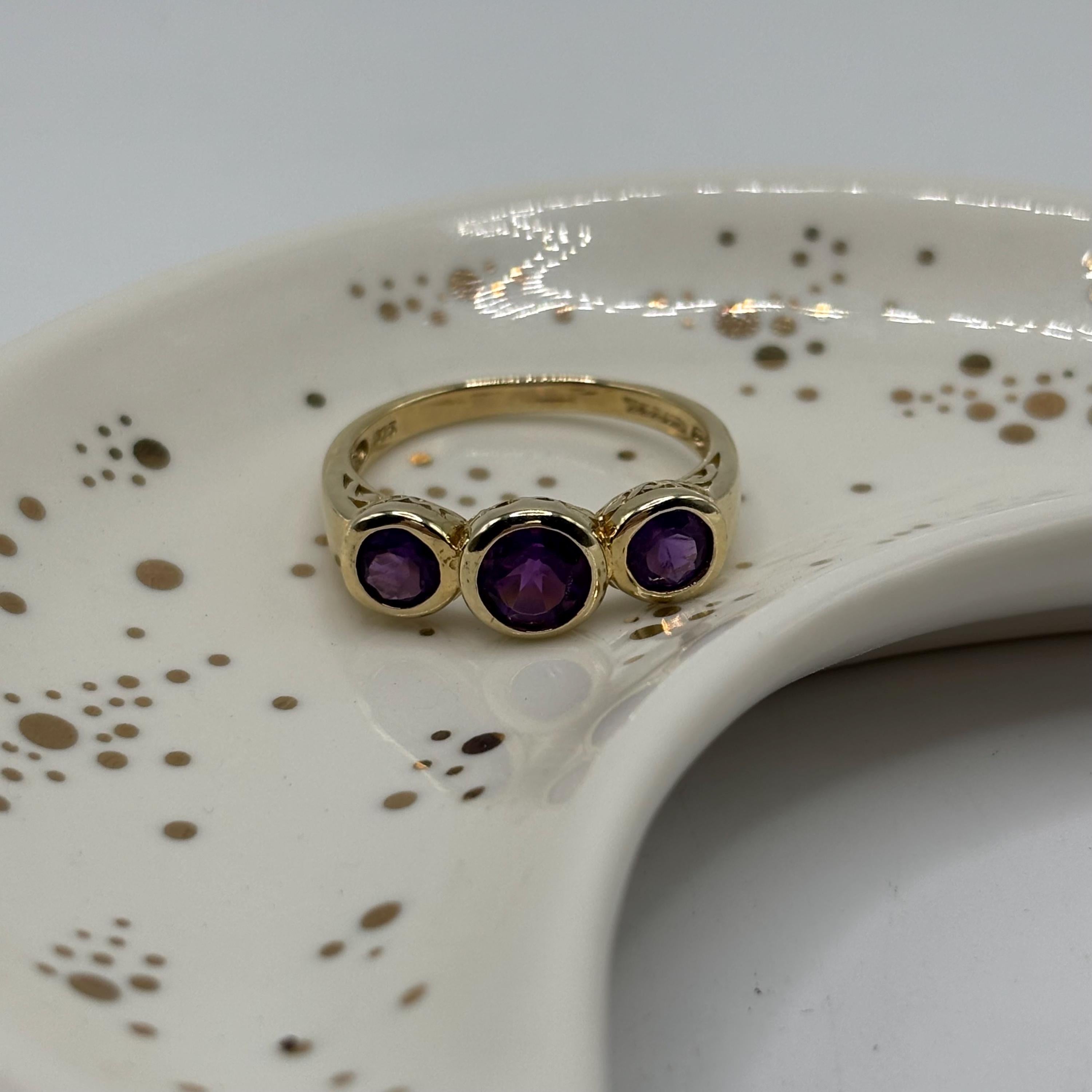 Gold Vermeil Over 925 Sterling Silver Amethyst Ring Size 9.75