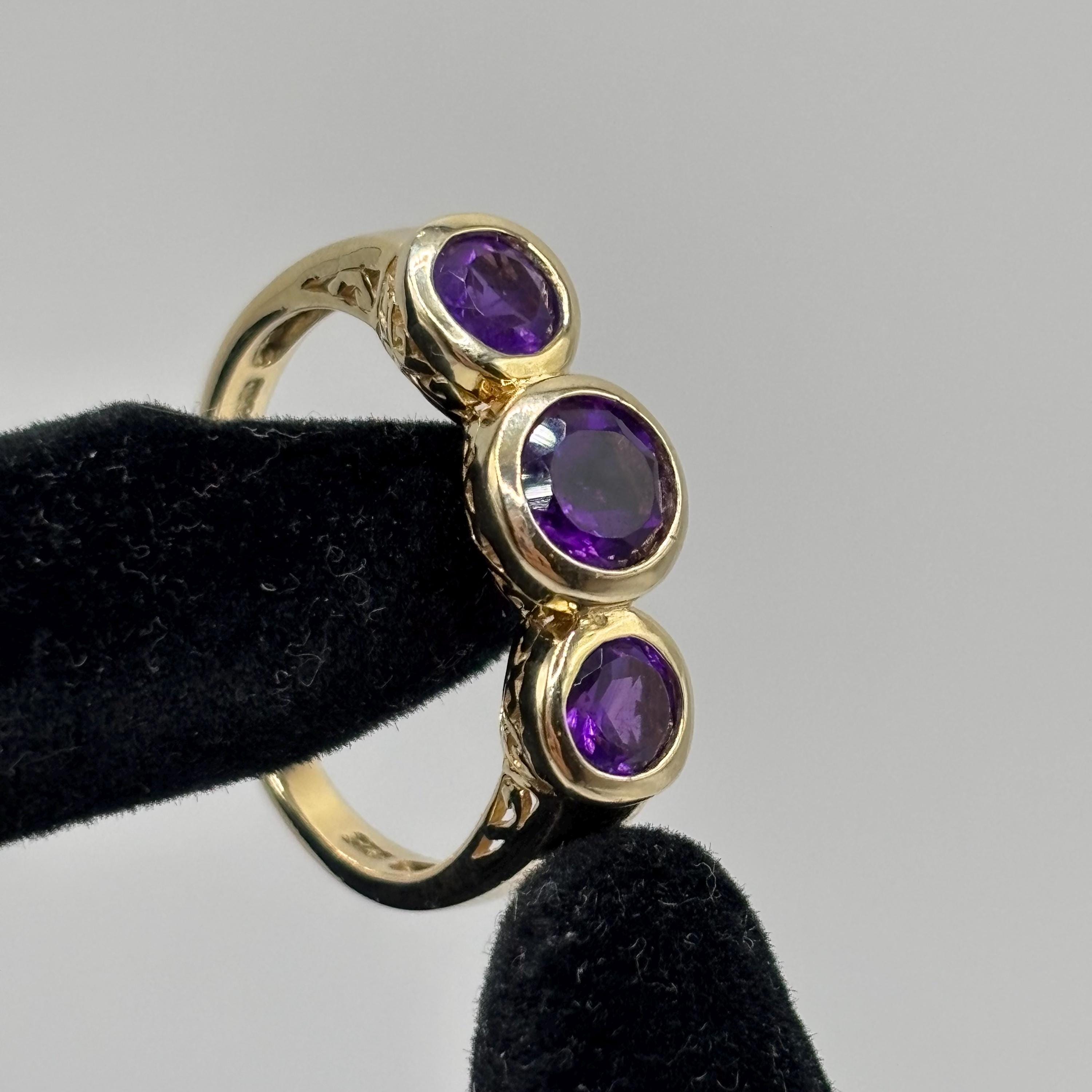 Gold Vermeil Over 925 Sterling Silver Amethyst Ring Size 9.75