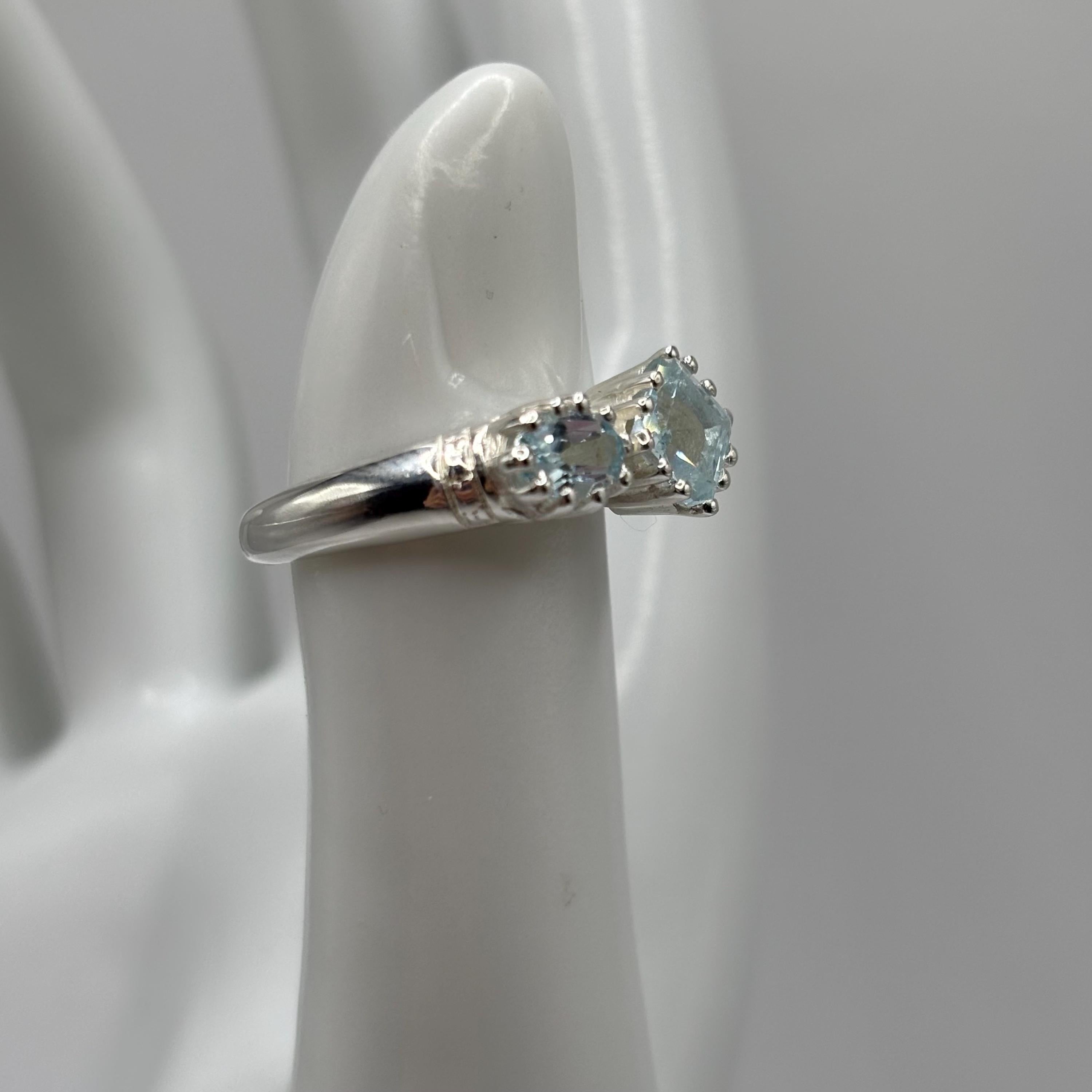 Blue Topaz Sterling Silver Bypass Ring, December Birthstone, Size 6.5