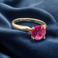 Solid 14K Yellow Gold Ring with Ruby – Size 2
