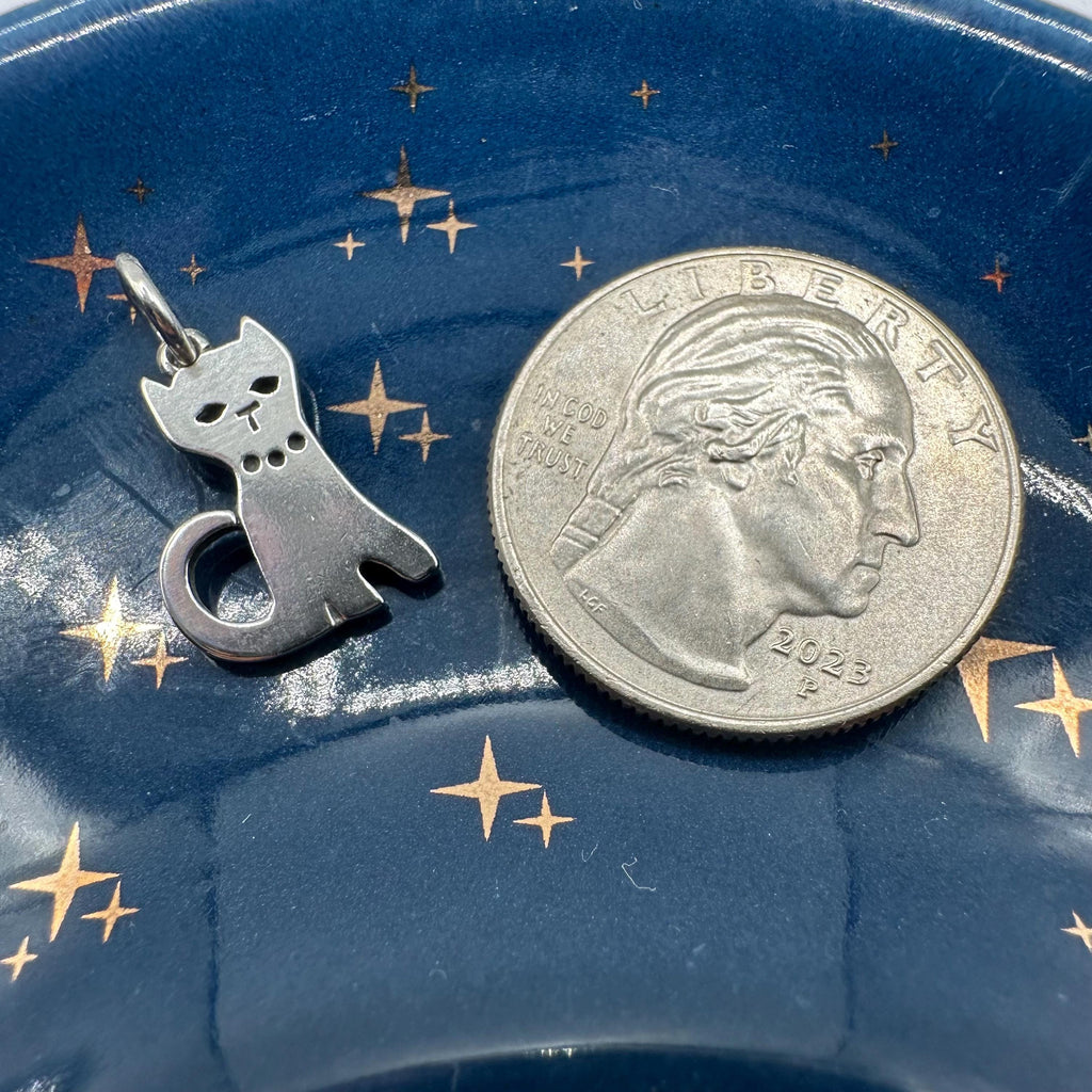 Retired James Avery Sterling Silver Cat Charm, Vintage Kitty Pendant UNCUT