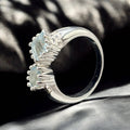 Blue Topaz Sterling Silver Bypass Ring, December Birthstone, Size 6.5