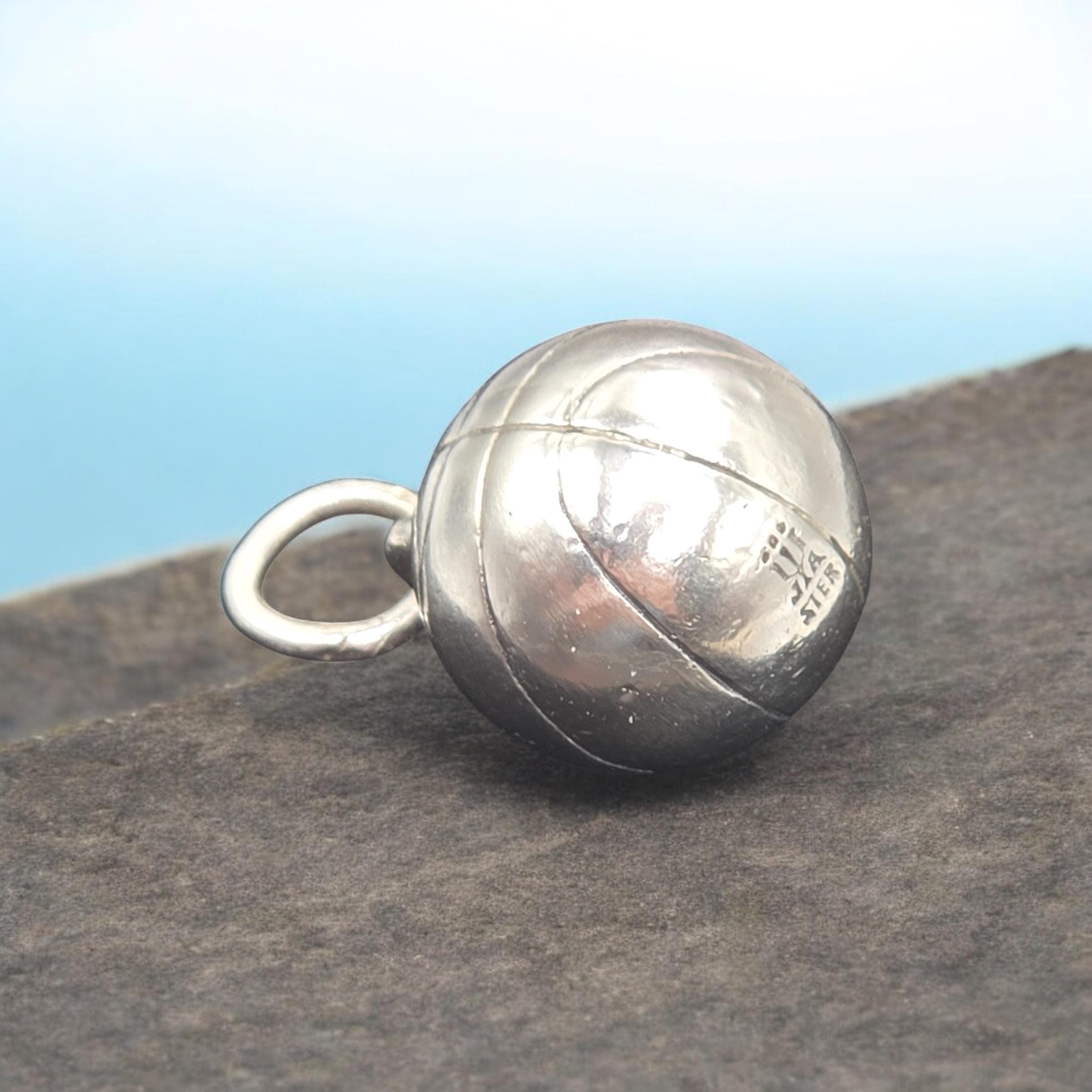 Retired James Avery 925 Sterling Silver 3D Basketball Charm Pendant