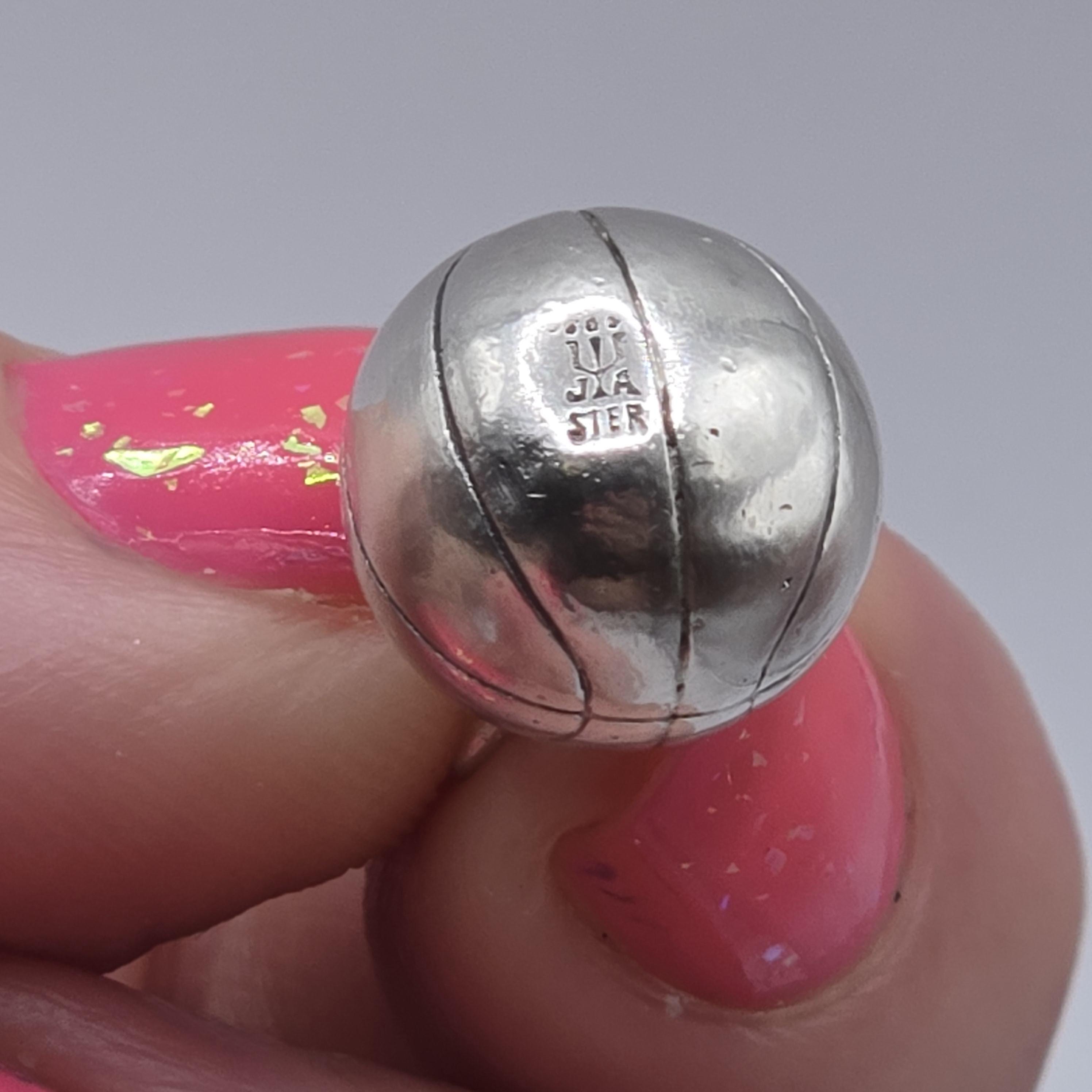 Retired James Avery 925 Sterling Silver 3D Basketball Charm Pendant