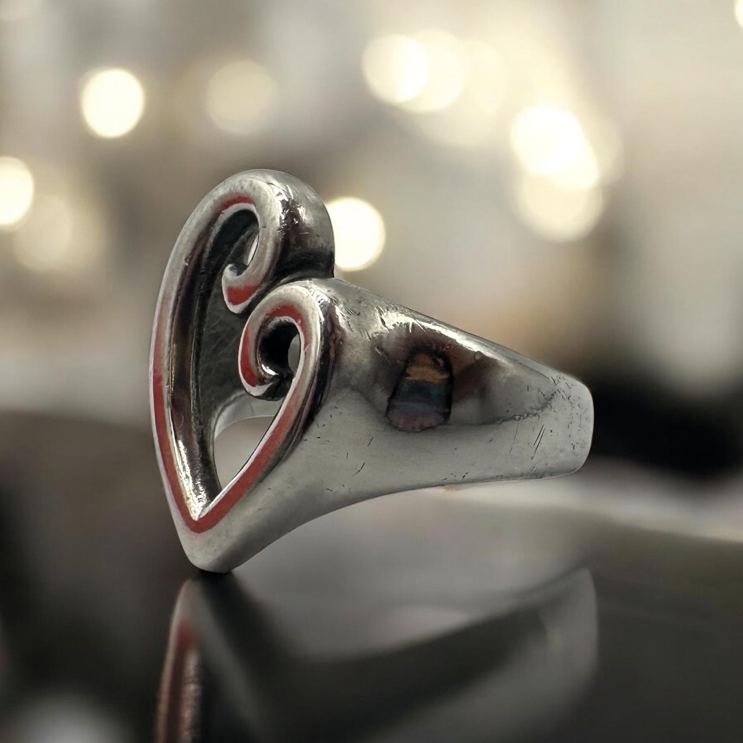 James Avery Mothers Love Sterling Silver Ring, Heart Scroll Design, Size 7.25