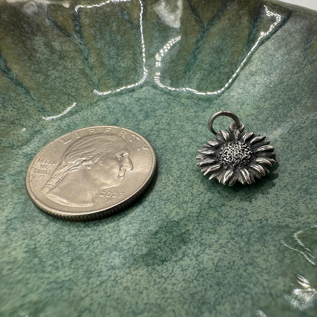 RETIRED James Avery 925 Sterling Silver Sunflower Charm Pendant