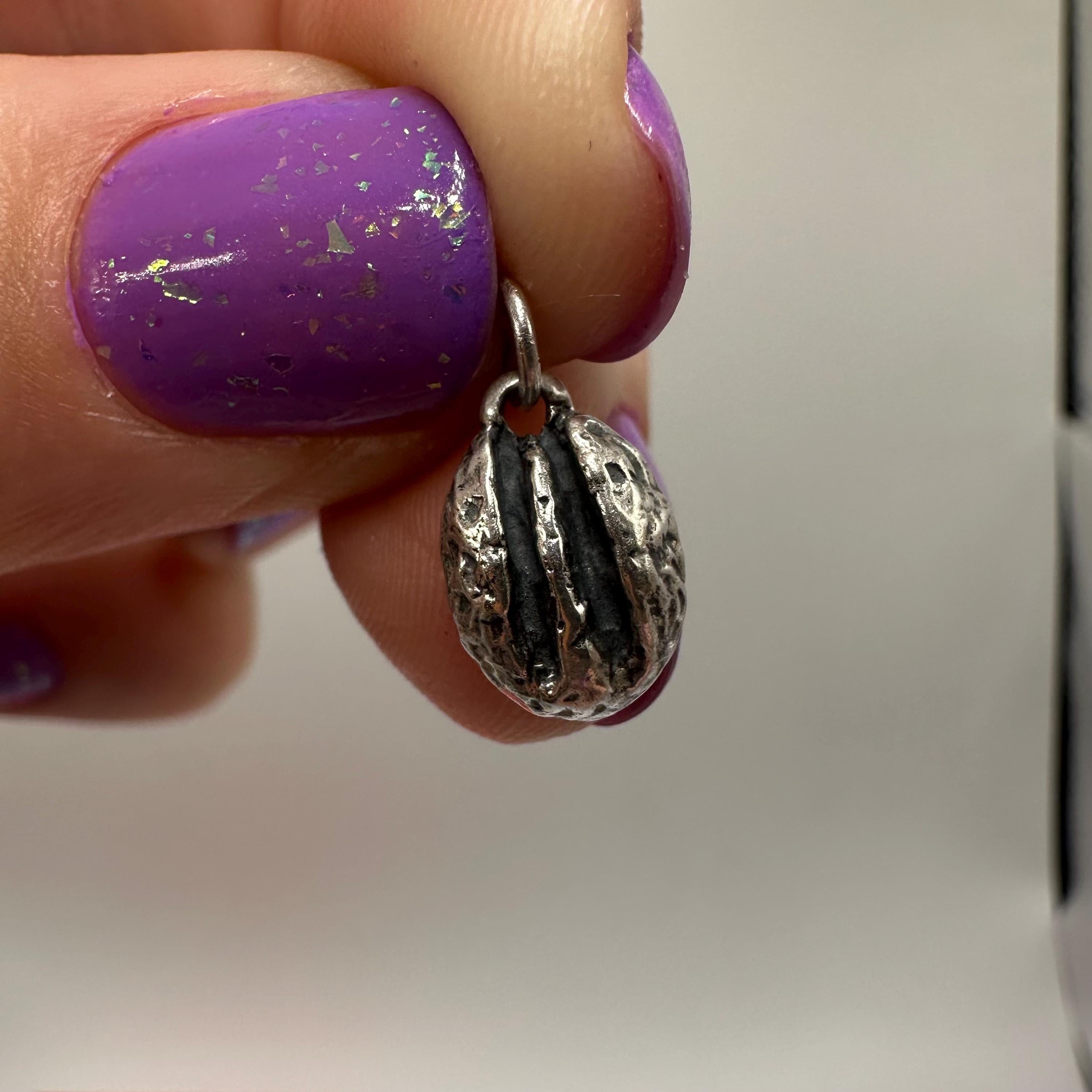 Retired James Avery 925 Sterling Silver Pecan Nut Charm - UNCUT loop