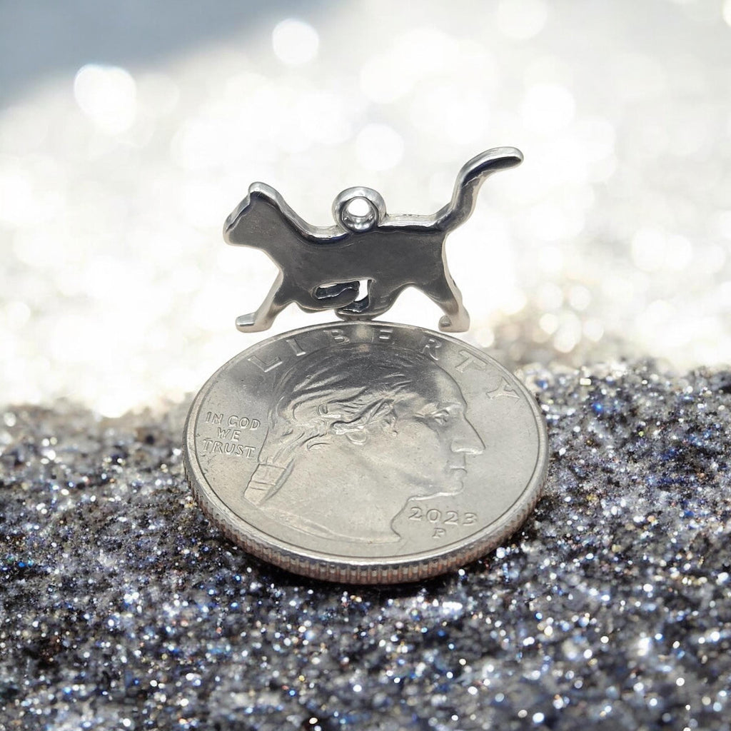 Retired James Avery 925 Sterling Silver Walking Cat Silhouette 2D Charm Pendant