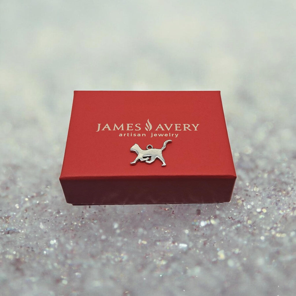 Retired James Avery 925 Sterling Silver Walking Cat Silhouette 2D Charm Pendant