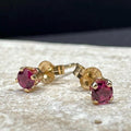 14K Solid Gold Stud Earrings with Pink Topaz