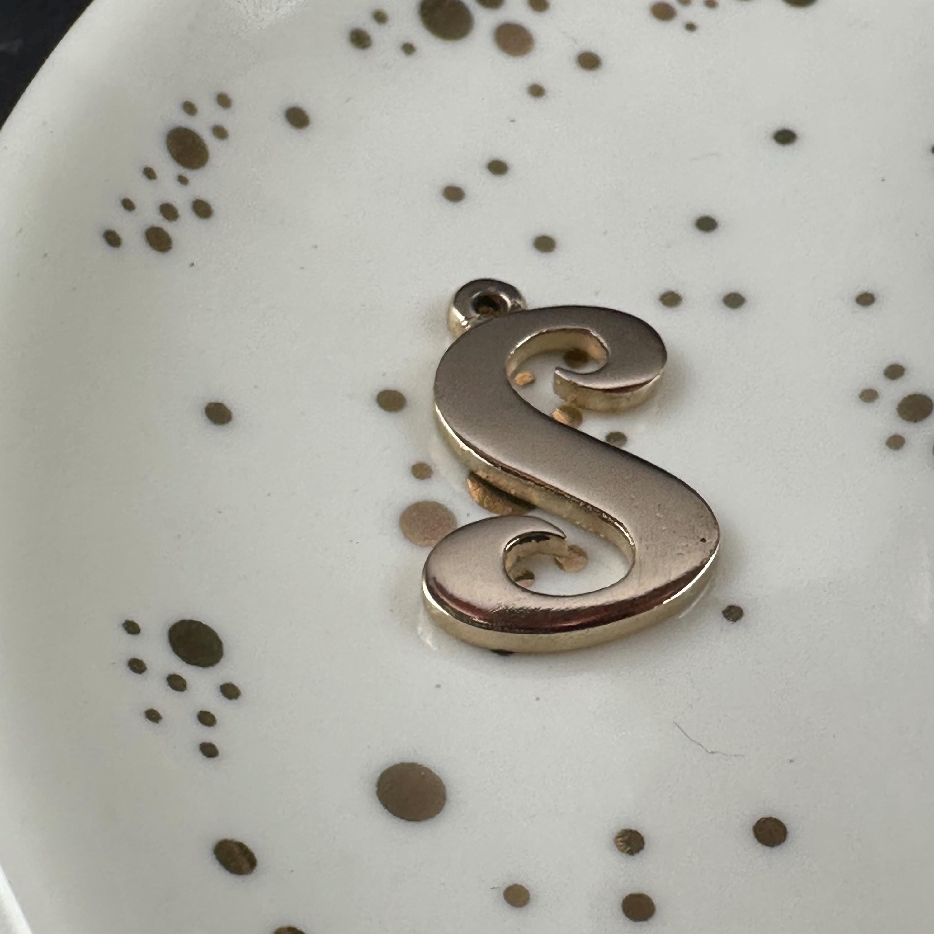 Retired James Avery Solid 14K Yellow Gold LARGE Letter "S" Initial Charm Pendant