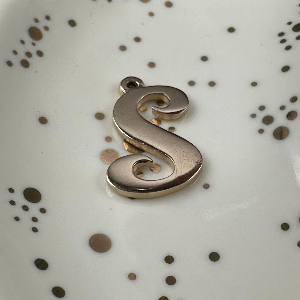 Retired James Avery Solid 14K Yellow Gold LARGE Letter "S" Initial Charm Pendant