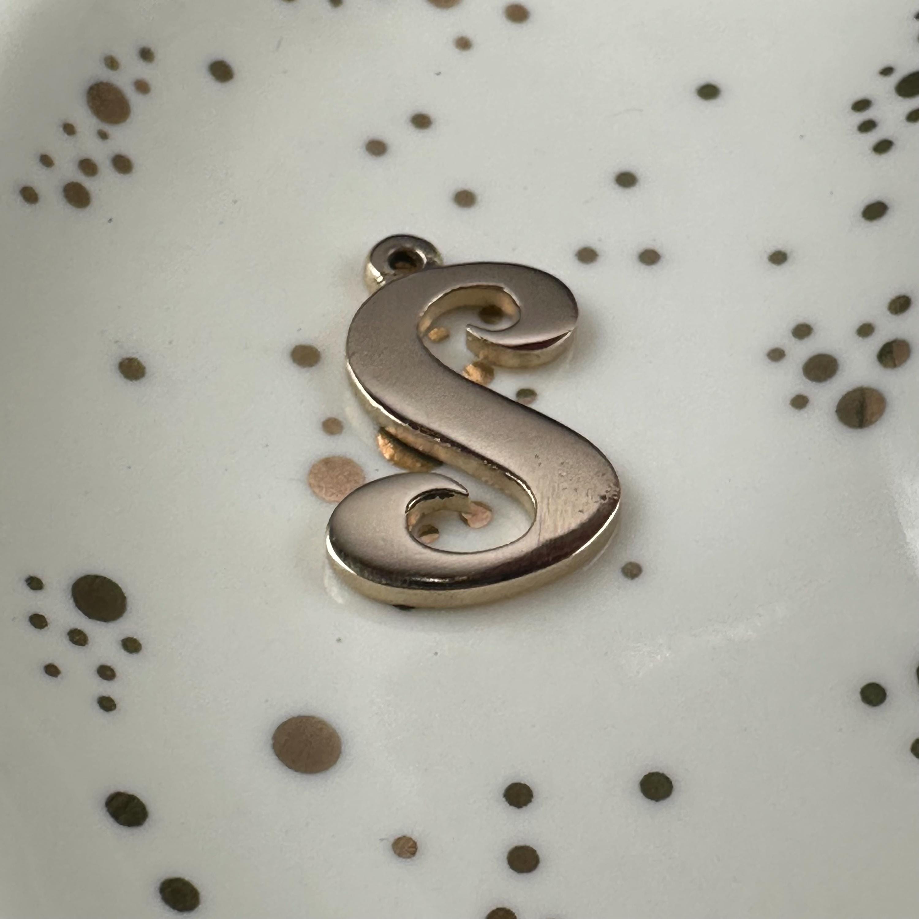 Retired James Avery Solid 14K Yellow Gold LARGE Letter "S" Initial Charm Pendant