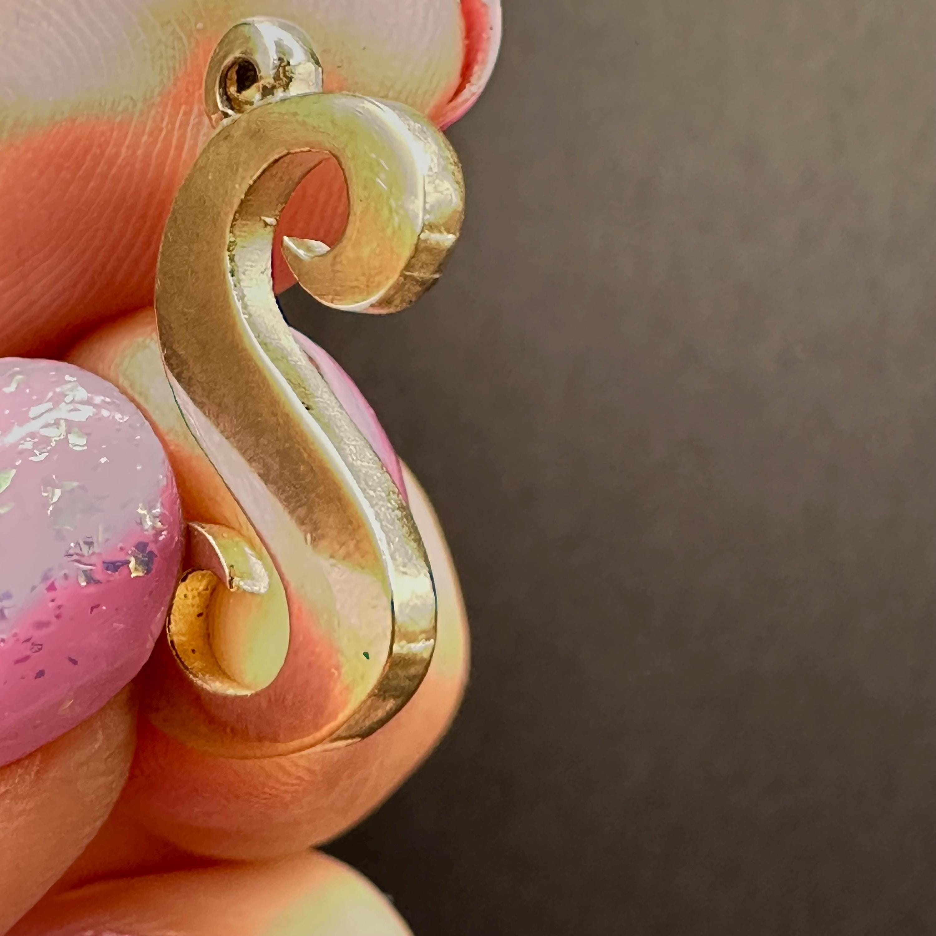 Retired James Avery Solid 14K Yellow Gold LARGE Letter "S" Initial Charm Pendant