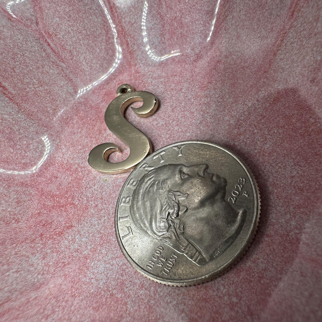 Retired James Avery Solid 14K Yellow Gold LARGE Letter "S" Initial Charm Pendant