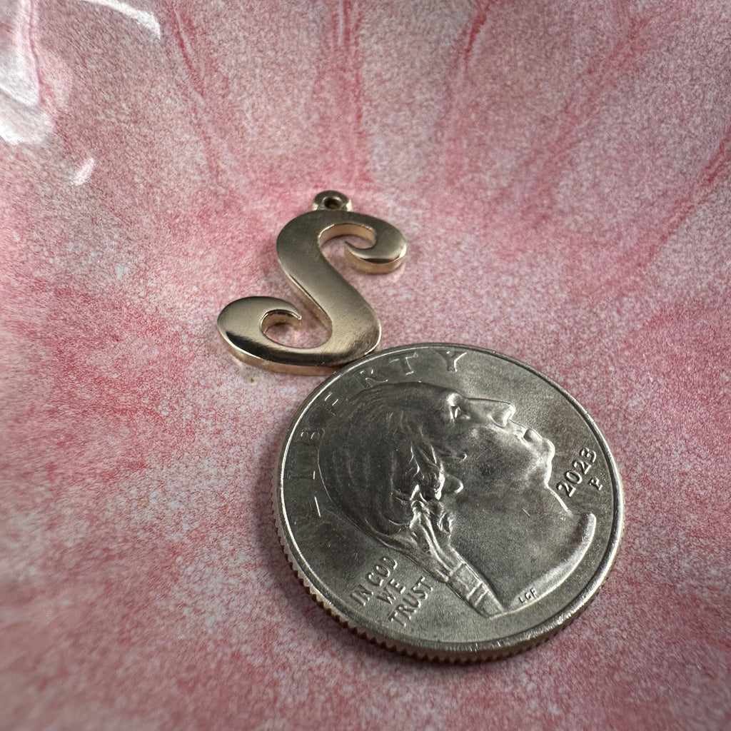 Retired James Avery Solid 14K Yellow Gold LARGE Letter "S" Initial Charm Pendant