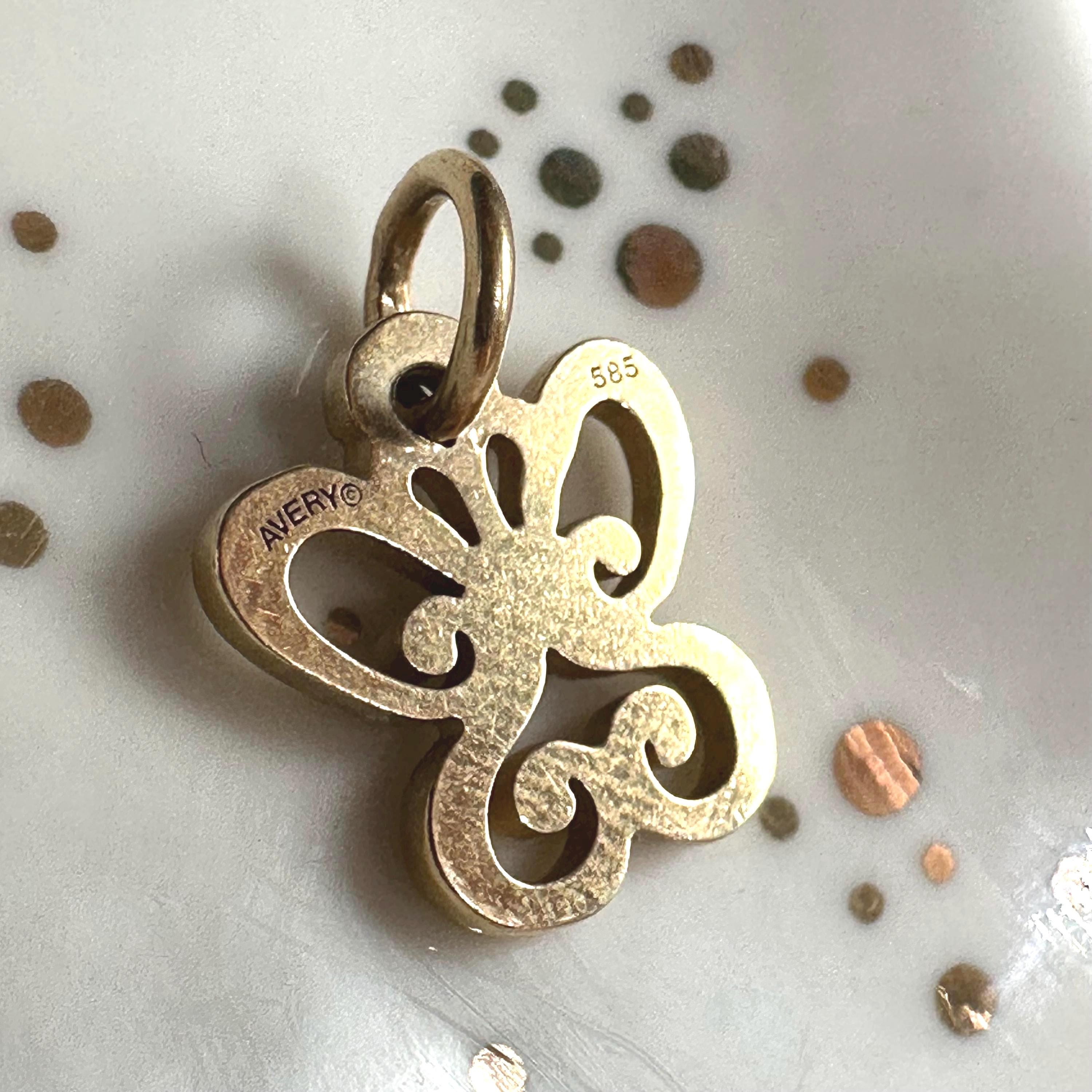 James Avery Solid 14K Yellow Gold Spring Butterfly Charm Pendant