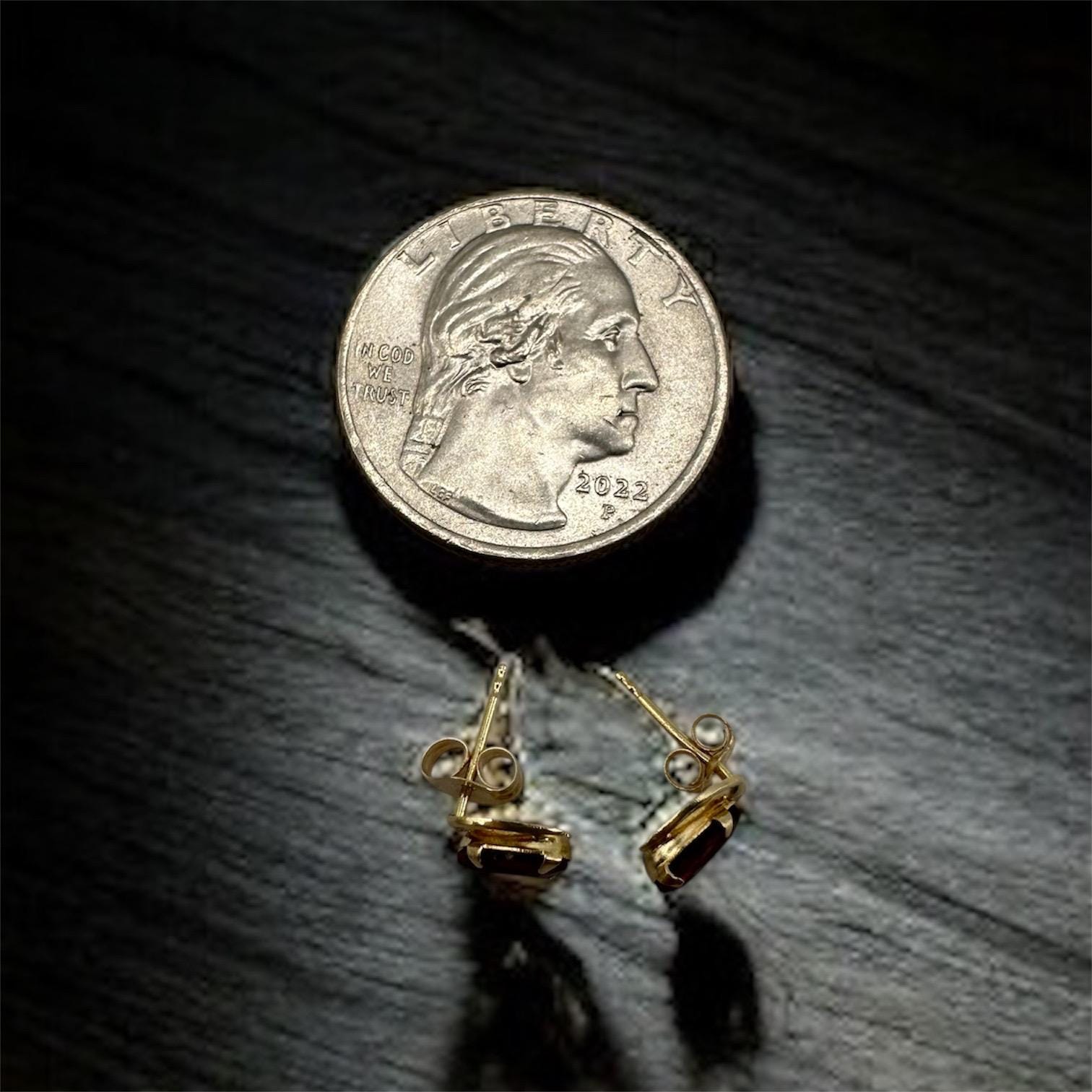 Solid 14K Yellow Gold Stud Earrings with Pear-Cut Burgundy Gemstones