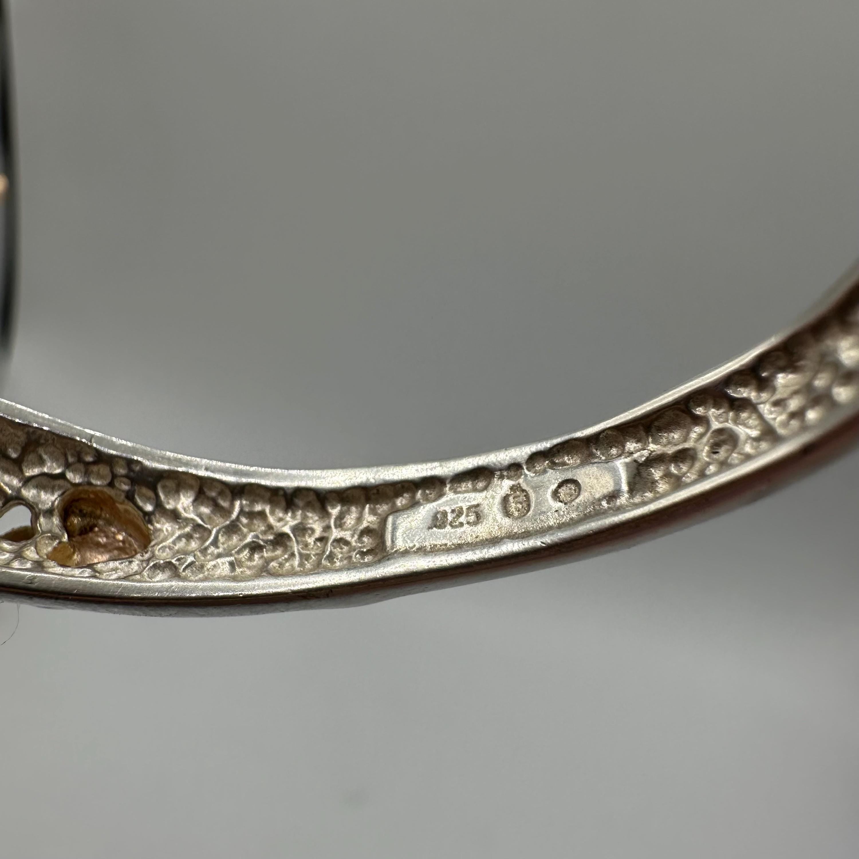 Black Hills Sterling Silver Cuff Bracelet - Solid 10K Gold Leaf Accents 6.75"