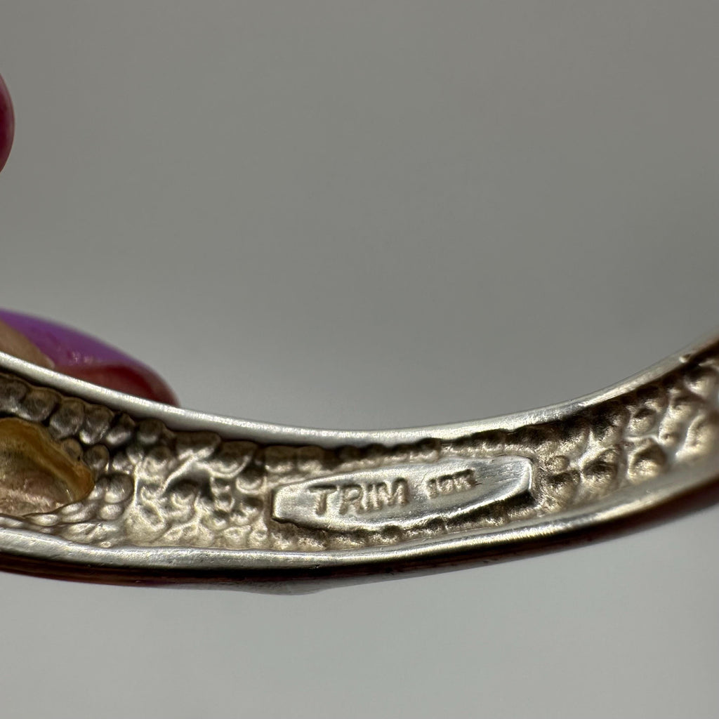 Black Hills Sterling Silver Cuff Bracelet - Solid 10K Gold Leaf Accents 6.75"