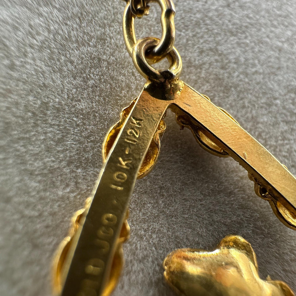 Black Hills Solid 10K Gold Pendant with Solid 12K Leaf Accents – 18 Inch Chain