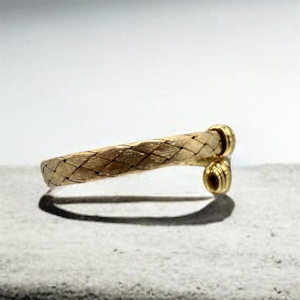 925 Sterling Silver Gold Vermeil Braided Cuff Bracelet – 7.5 Inches