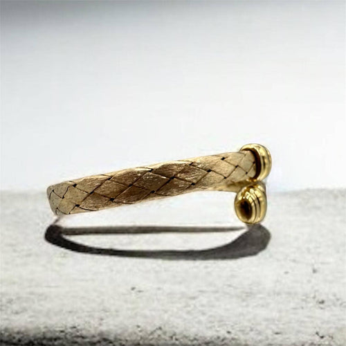 925 Sterling Silver Gold Vermeil Braided Cuff Bracelet – 7.5 Inches
