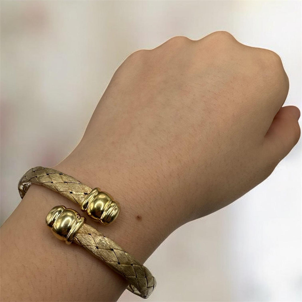 925 Sterling Silver Gold Vermeil Braided Cuff Bracelet – 7.5 Inches