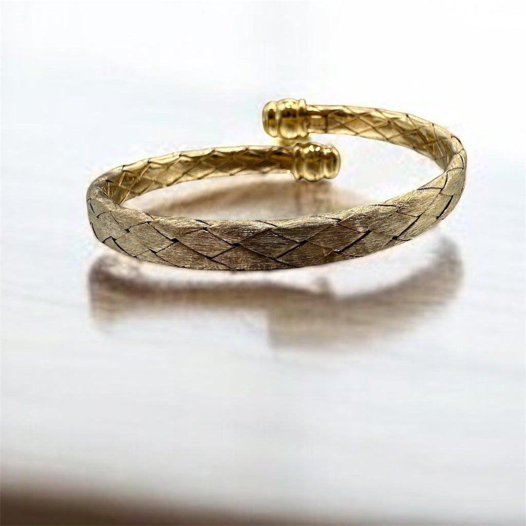 925 Sterling Silver Gold Vermeil Braided Cuff Bracelet – 7.5 Inches