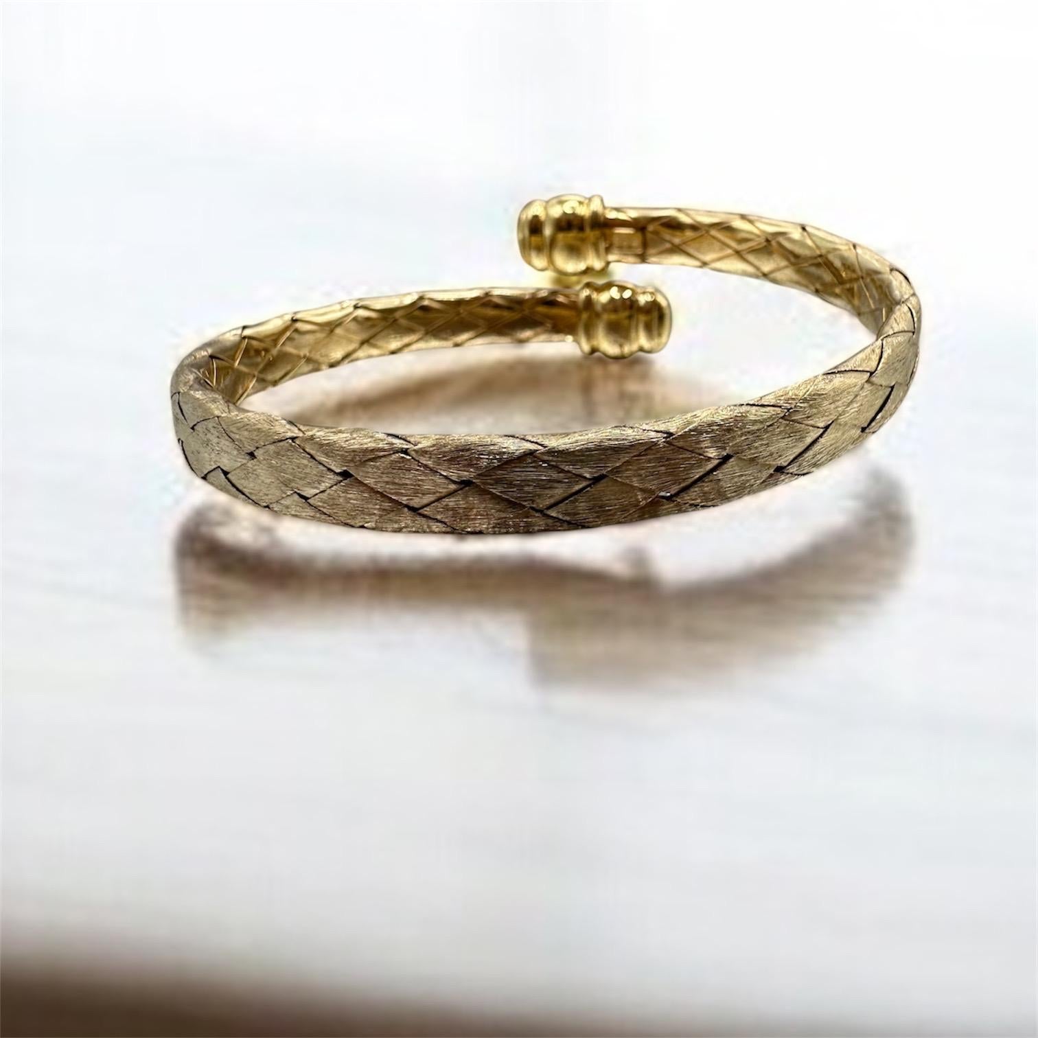 925 Sterling Silver Gold Vermeil Braided Cuff Bracelet – 7.5 Inches